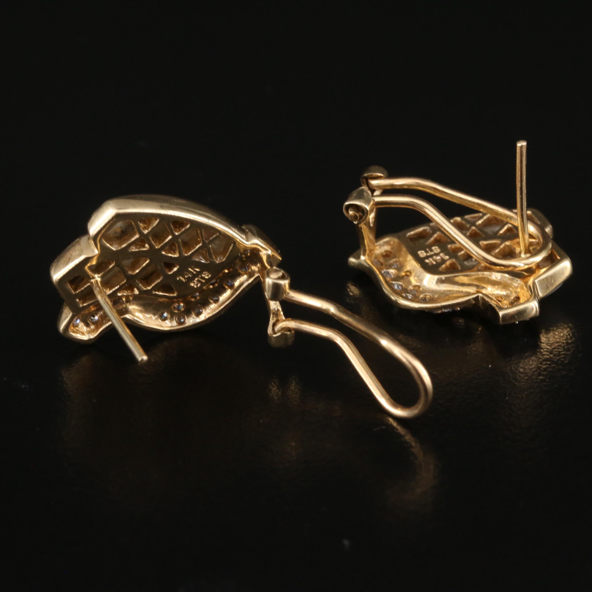 14K Diamond Earrings with Inlaid Native Gold