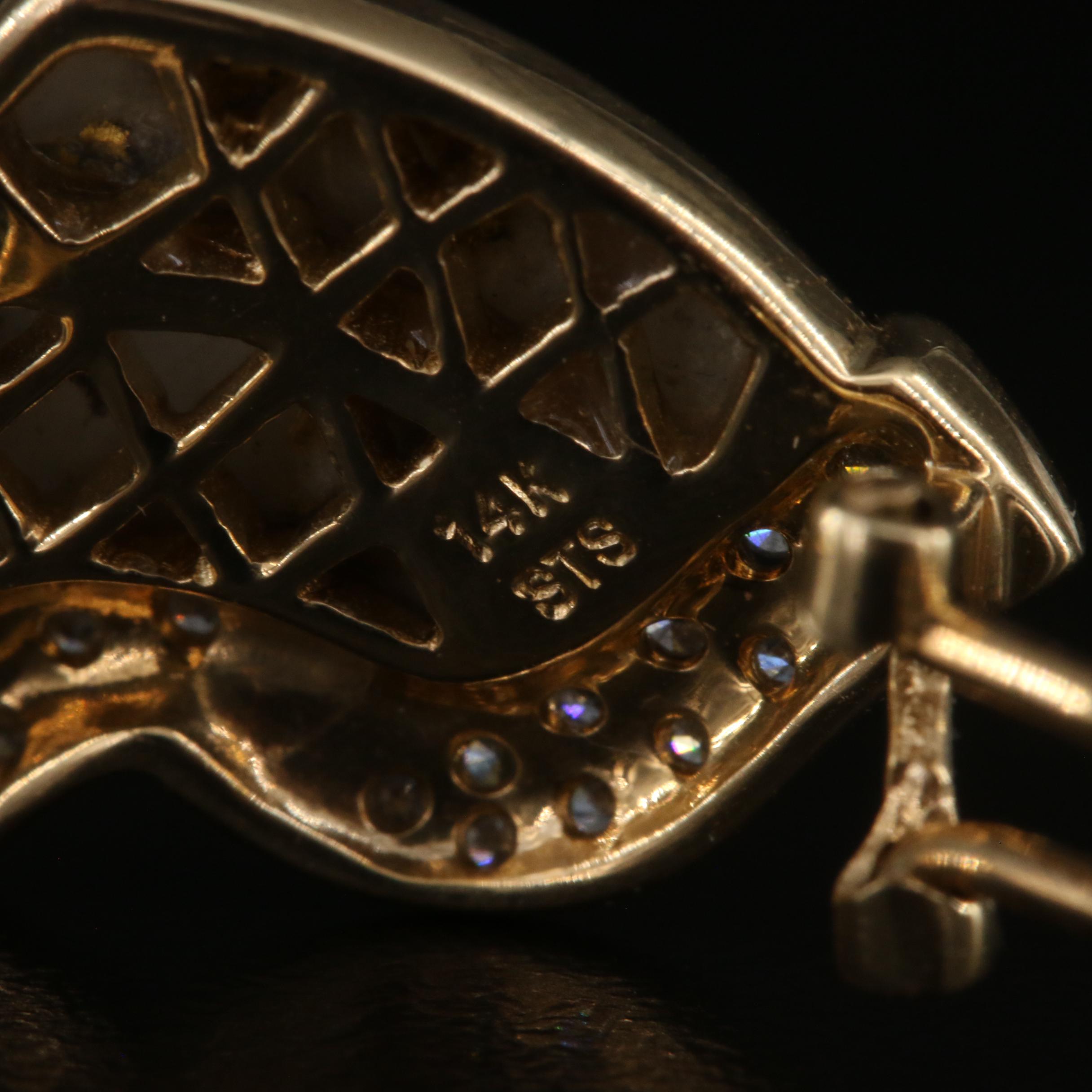 14K Diamond Earrings with Inlaid Native Gold