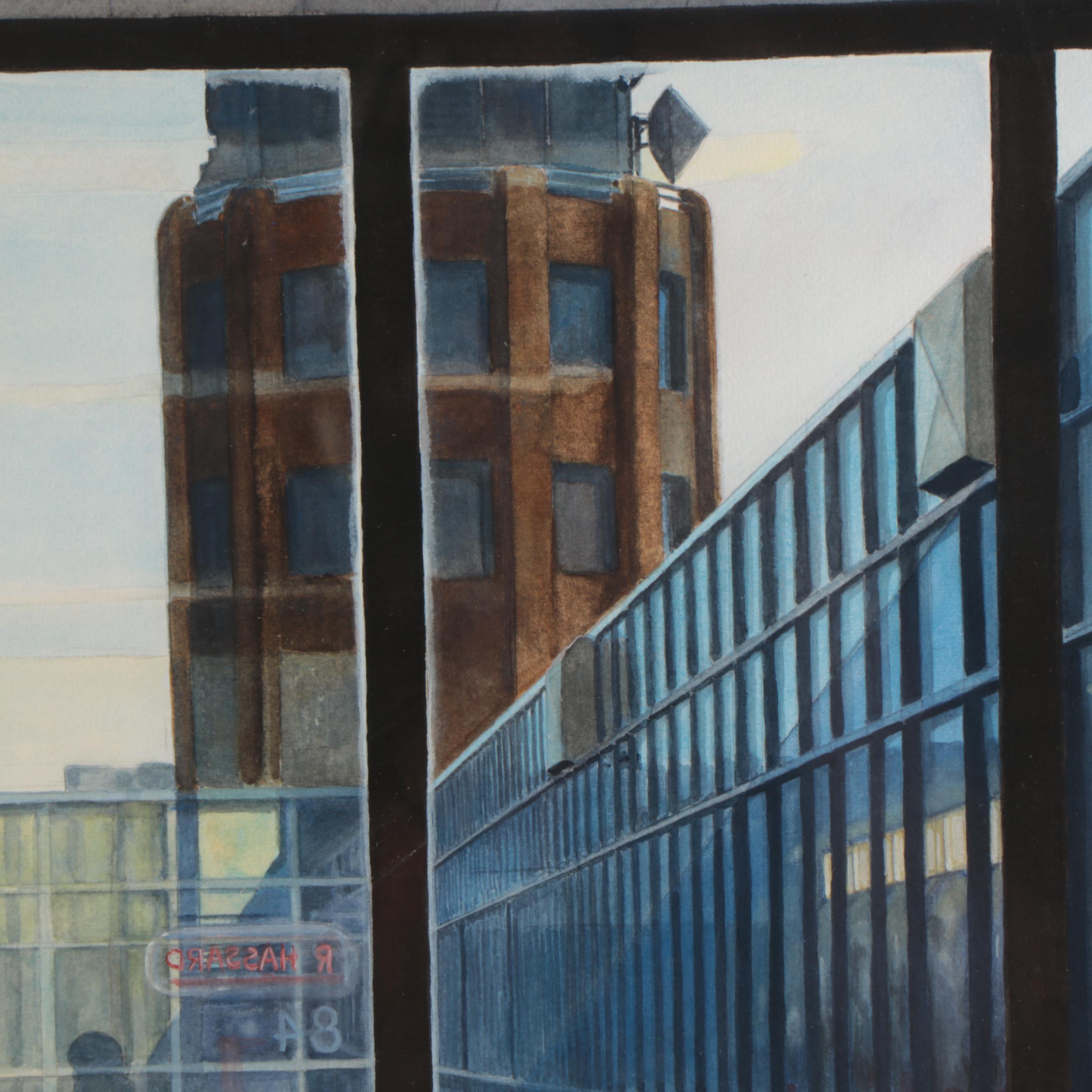 Ray Hassard Watercolor Painting "Departure Lounge," 1984