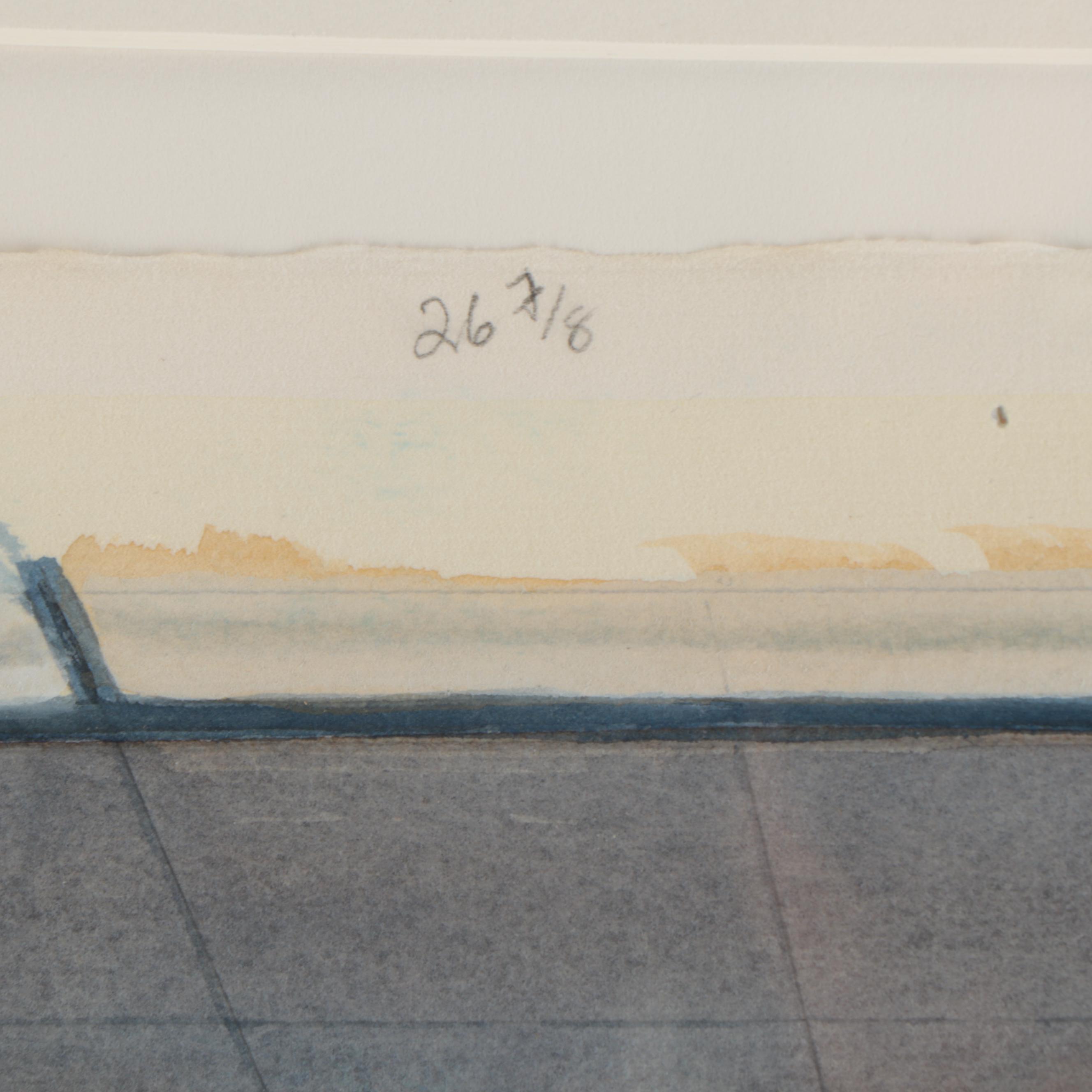 Ray Hassard Watercolor Painting "Departure Lounge," 1984