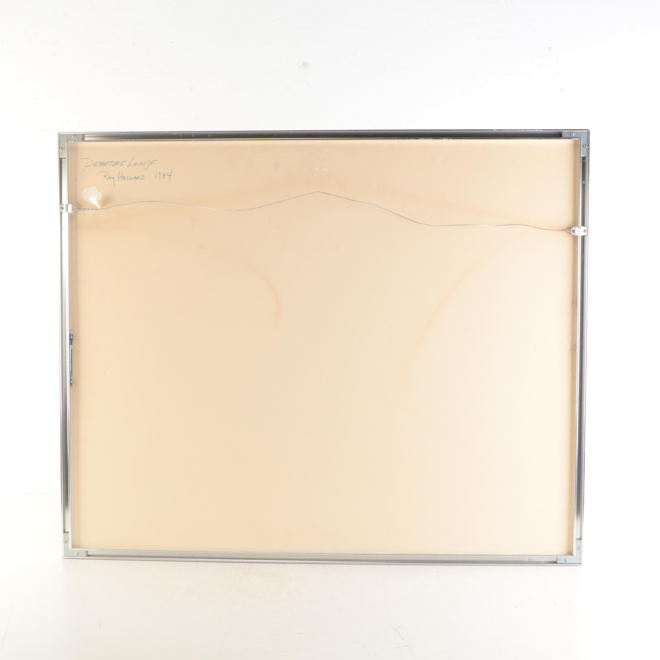 Ray Hassard Watercolor Painting "Departure Lounge," 1984