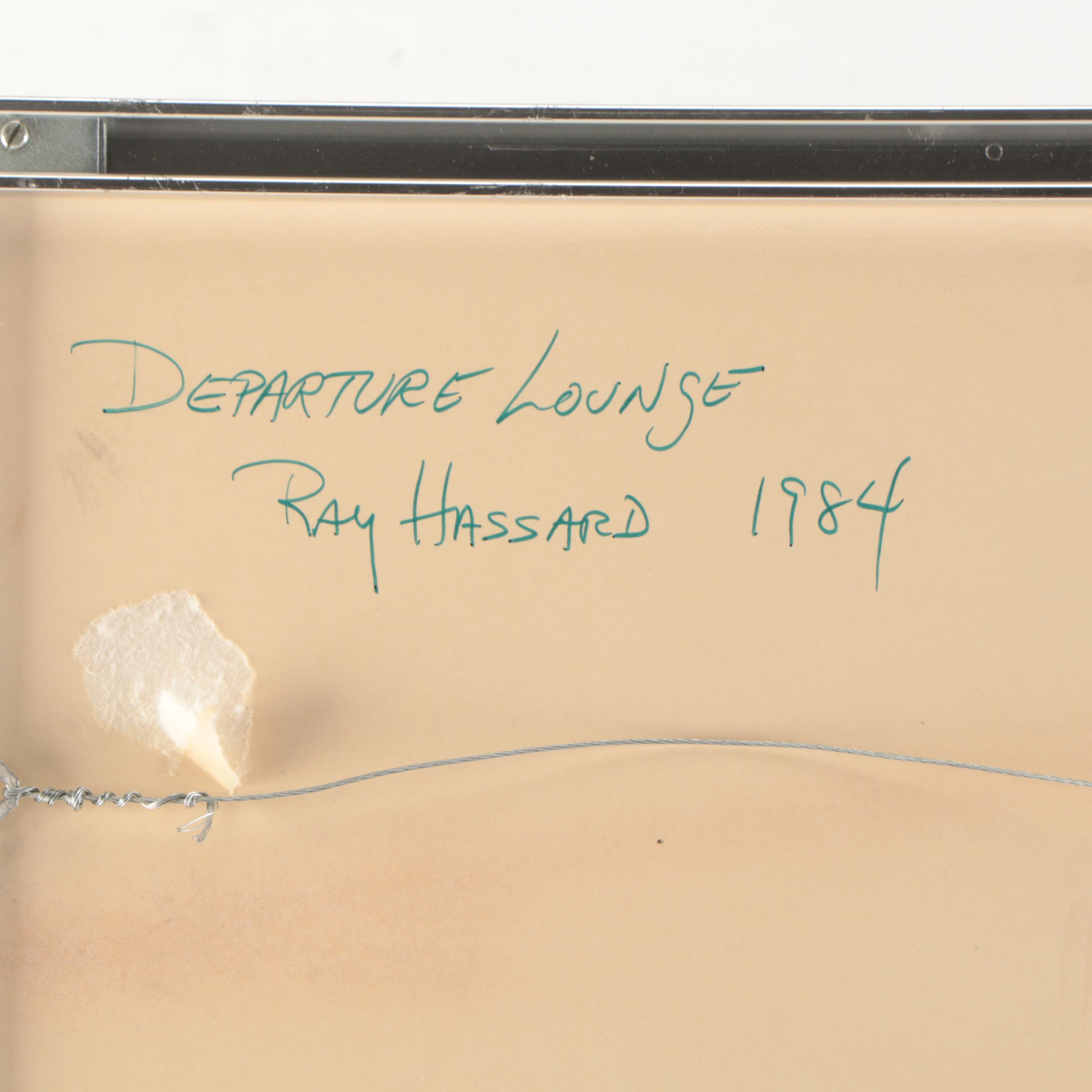 Ray Hassard Watercolor Painting "Departure Lounge," 1984