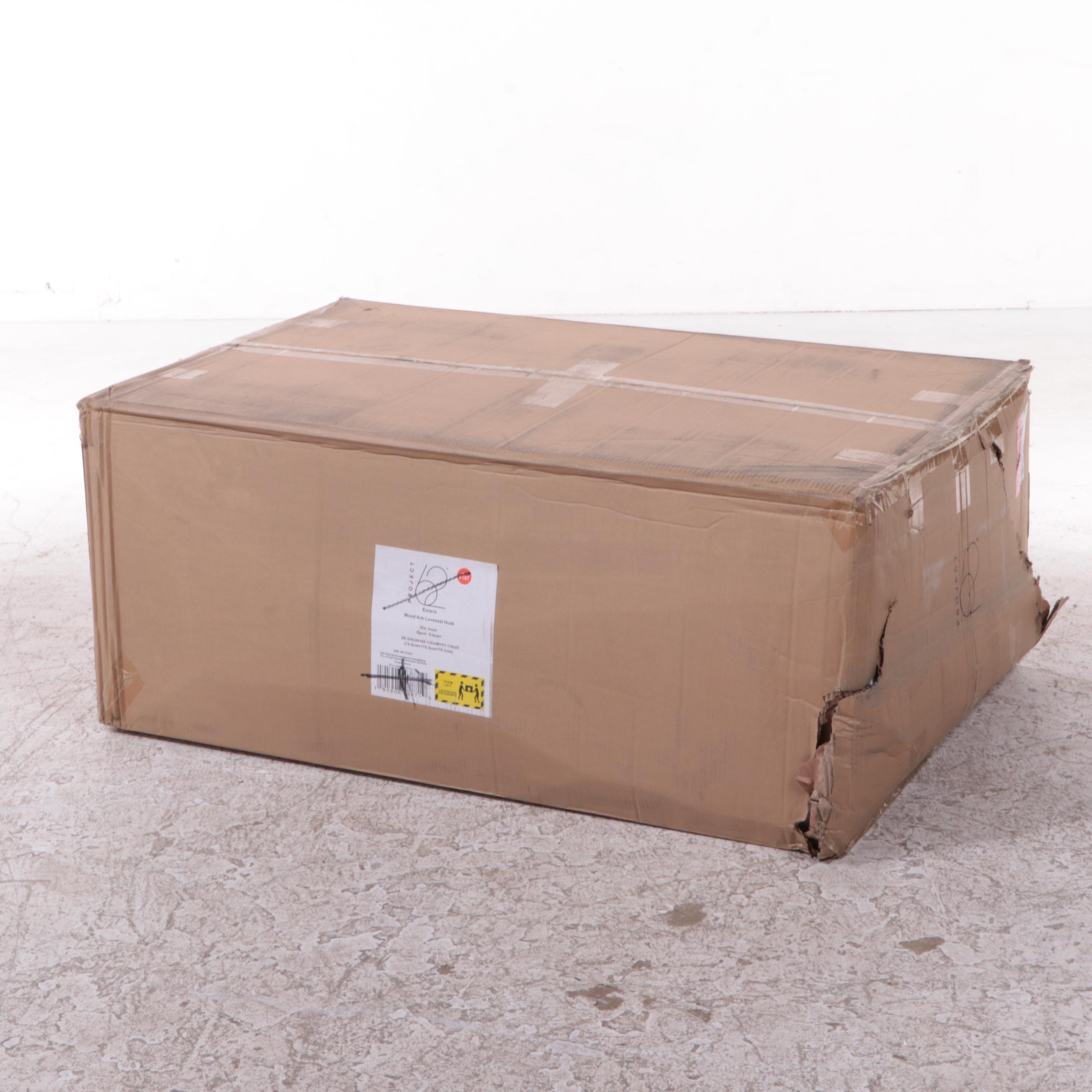 Project 62 "Esters" Wood Arm Loveseat in Elm Finish