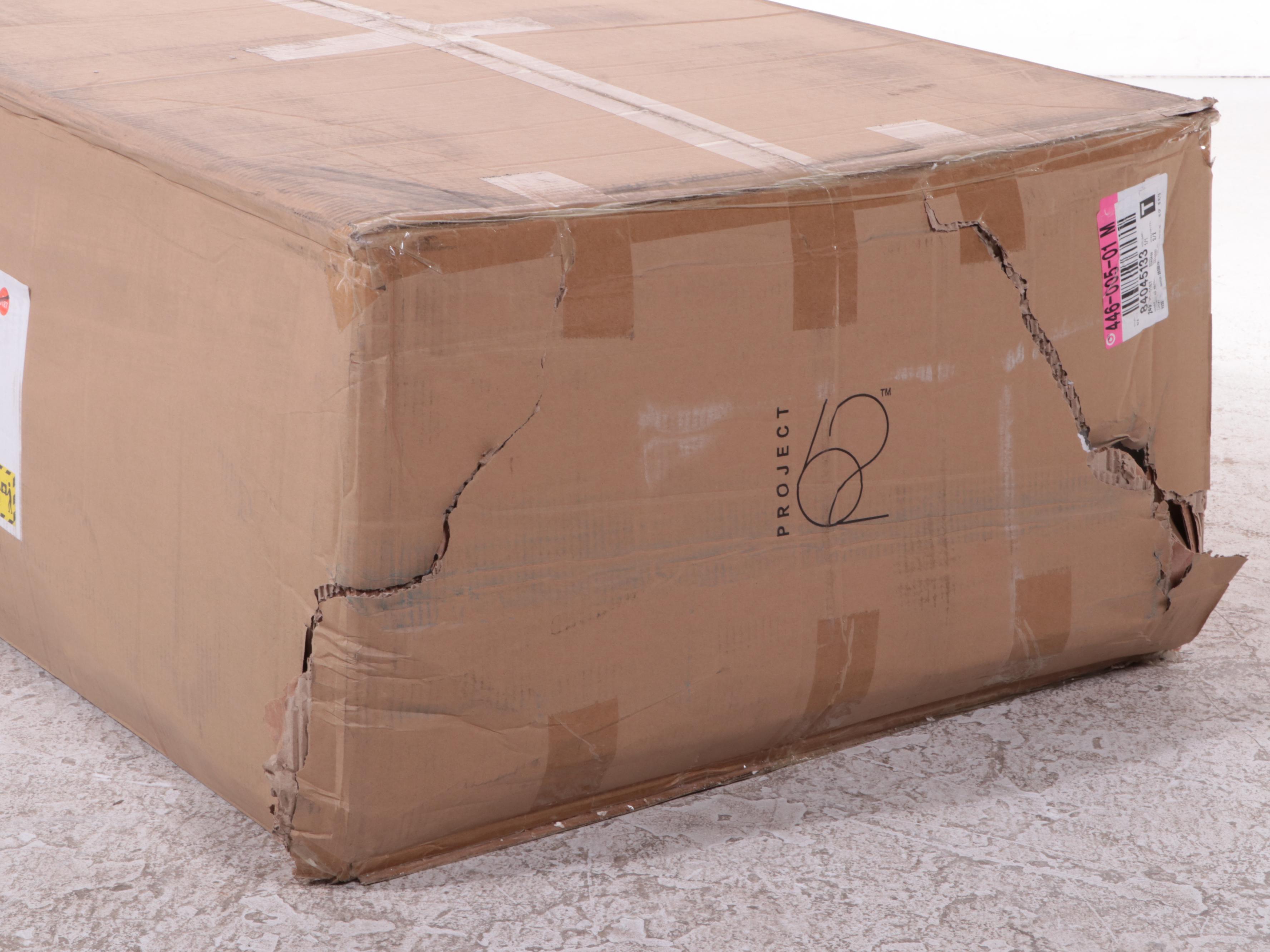 Project 62 "Esters" Wood Arm Loveseat in Elm Finish