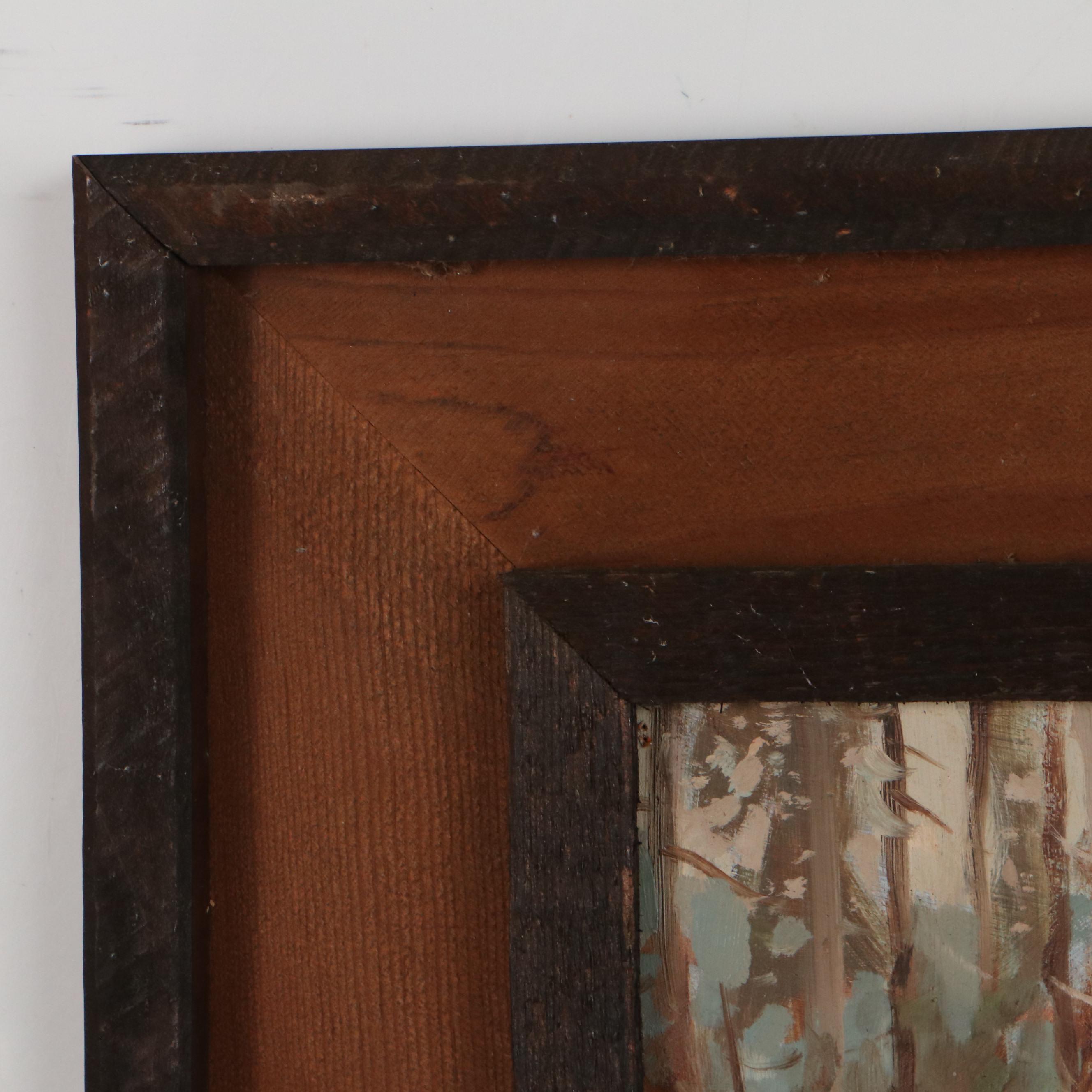 Irby Brown Oil Painting of Forest and Lake, 1976