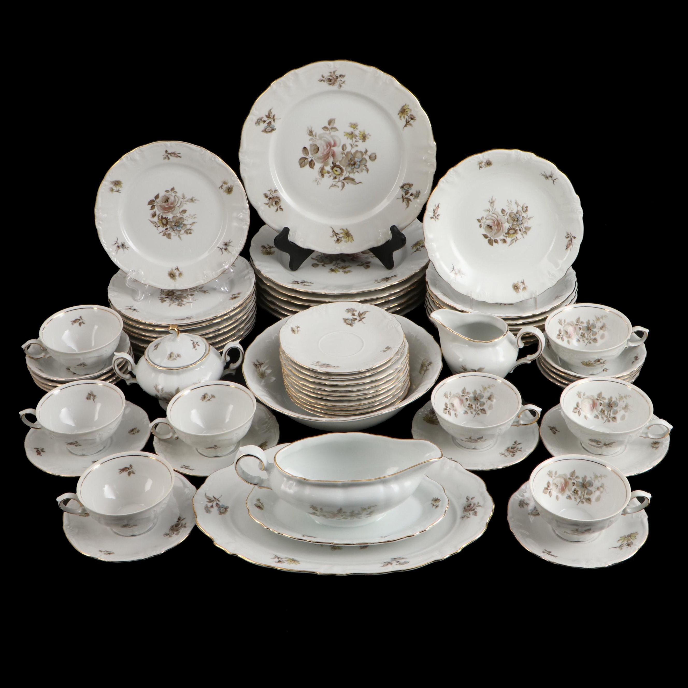 Winterling "Dawn Rose" Porcelain Dinnerware, Late 20th Century