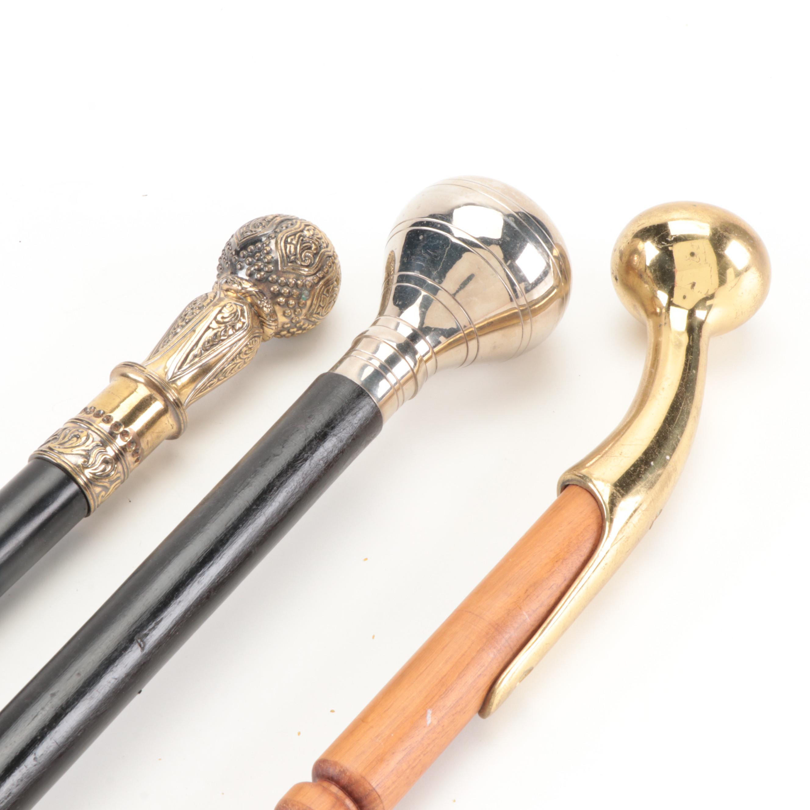 Horse Hame and Other Brass Handled Wooden Canes