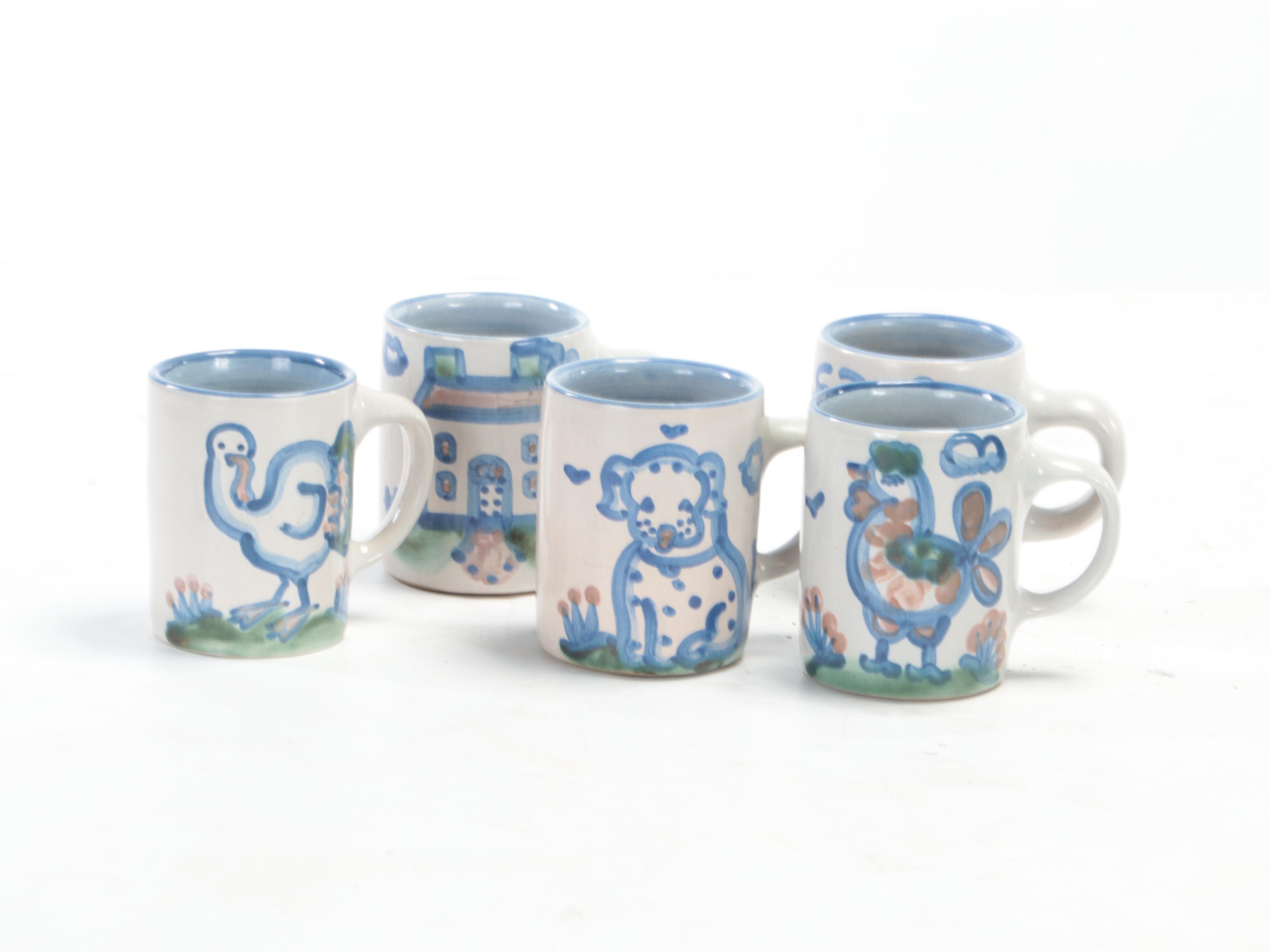 M.A. Hadley Pottery "Country Scene" Hand-Painted Ceramic Dinnerware