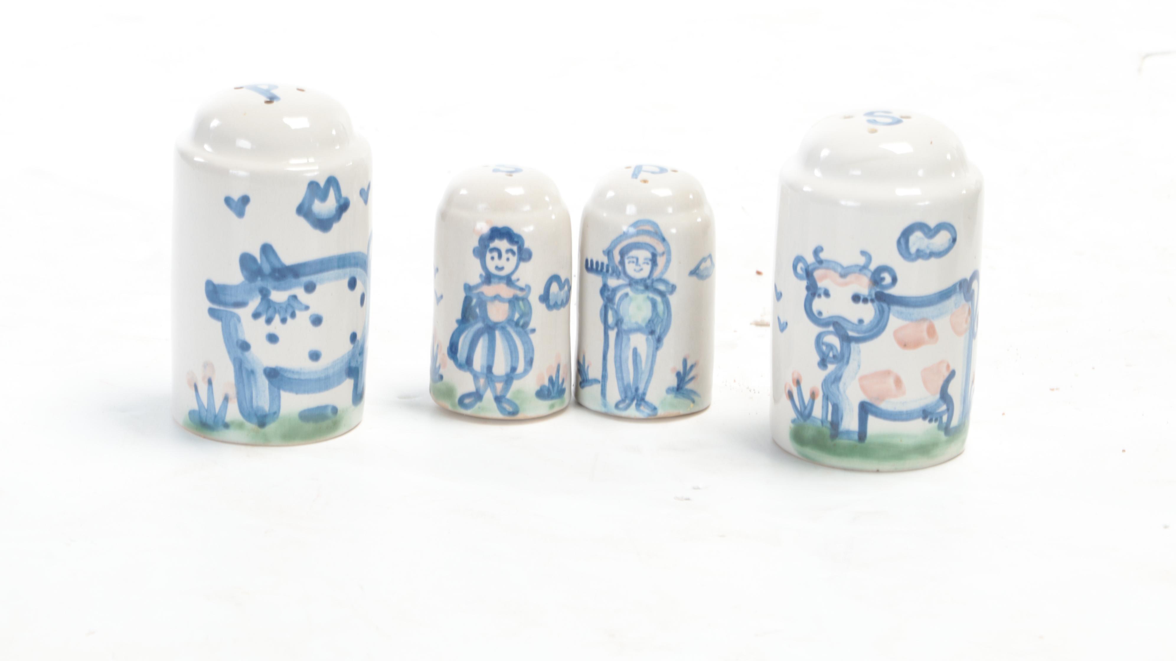 M.A. Hadley Pottery "Country Scene" Hand-Painted Ceramic Dinnerware