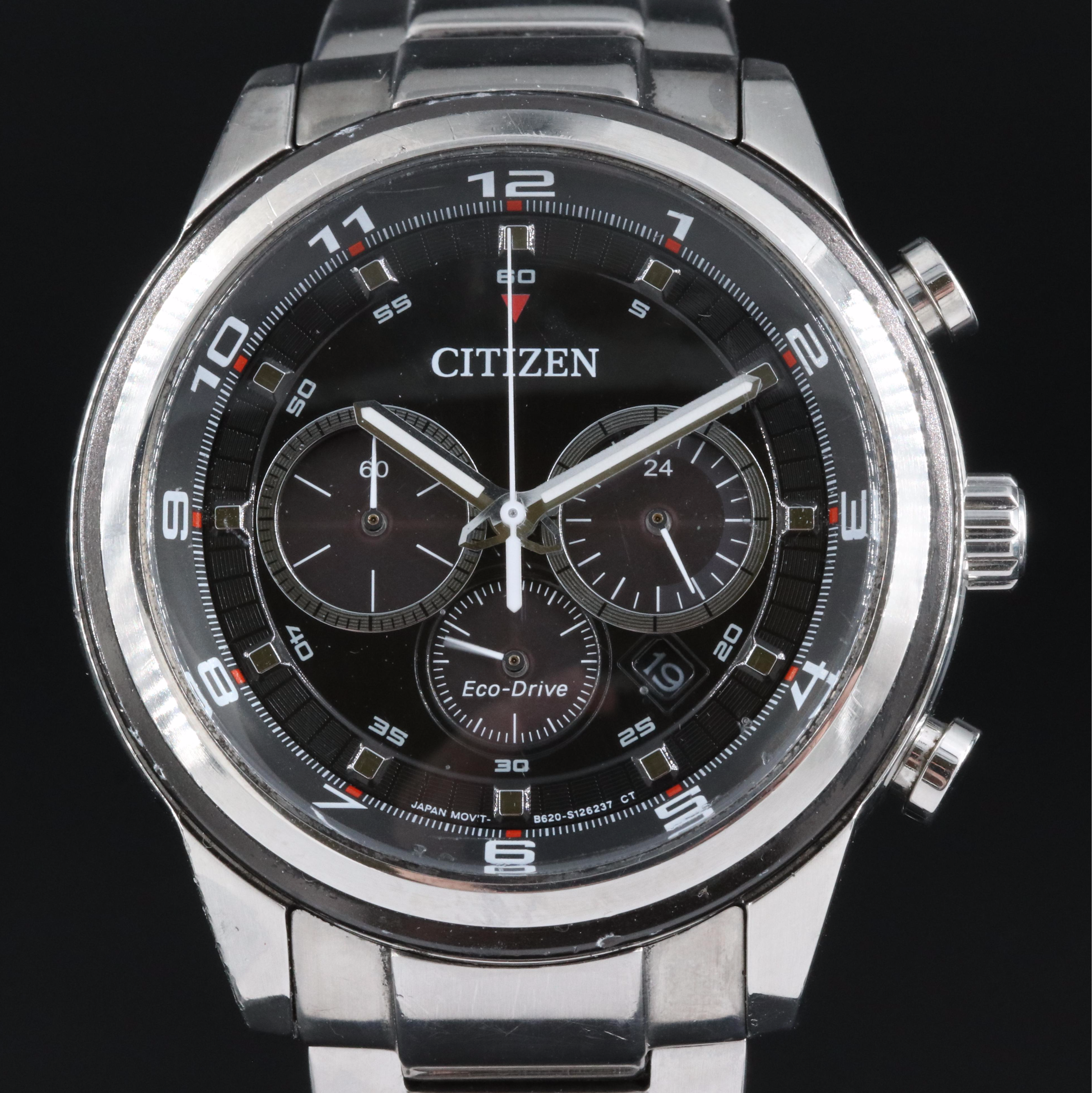 Citizen Eco-Drive Chronograph with Date Stainless Steel Watch