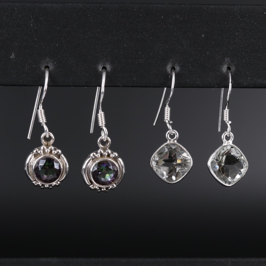 Sterling Silver Earring Collection Including Topaz