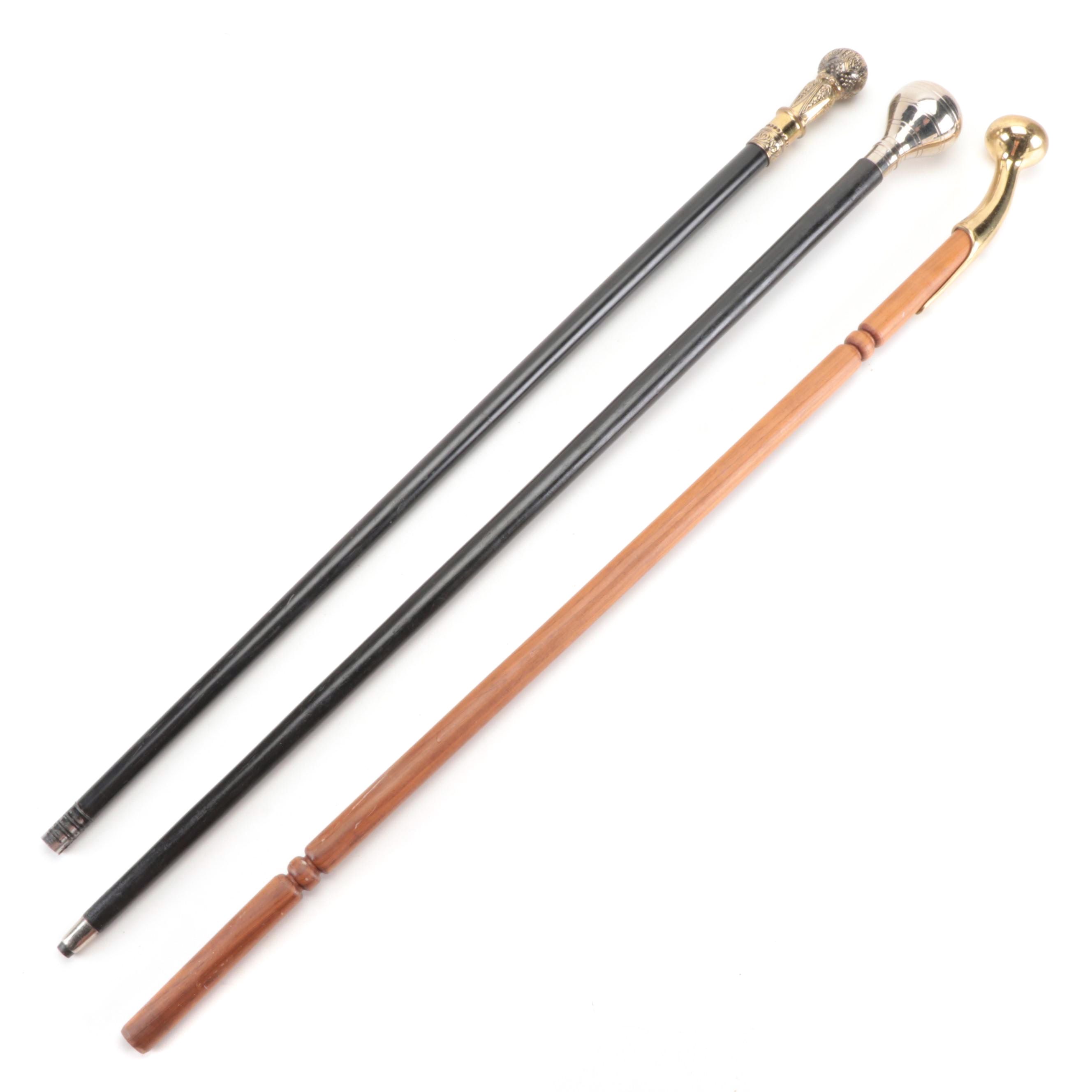 Horse Hame and Other Brass Handled Wooden Canes