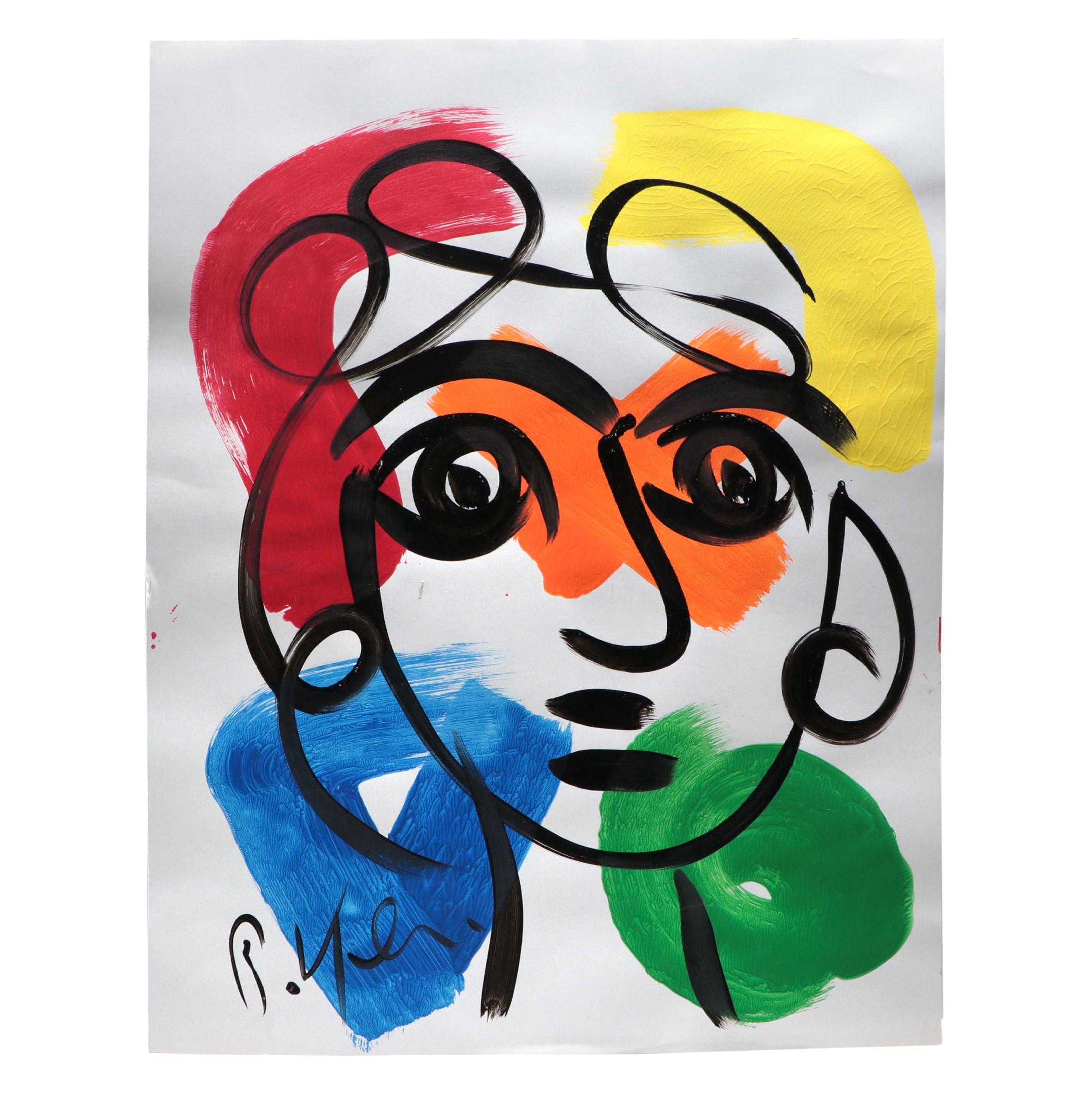 Peter Keil Abstract Portrait Acrylic Painting