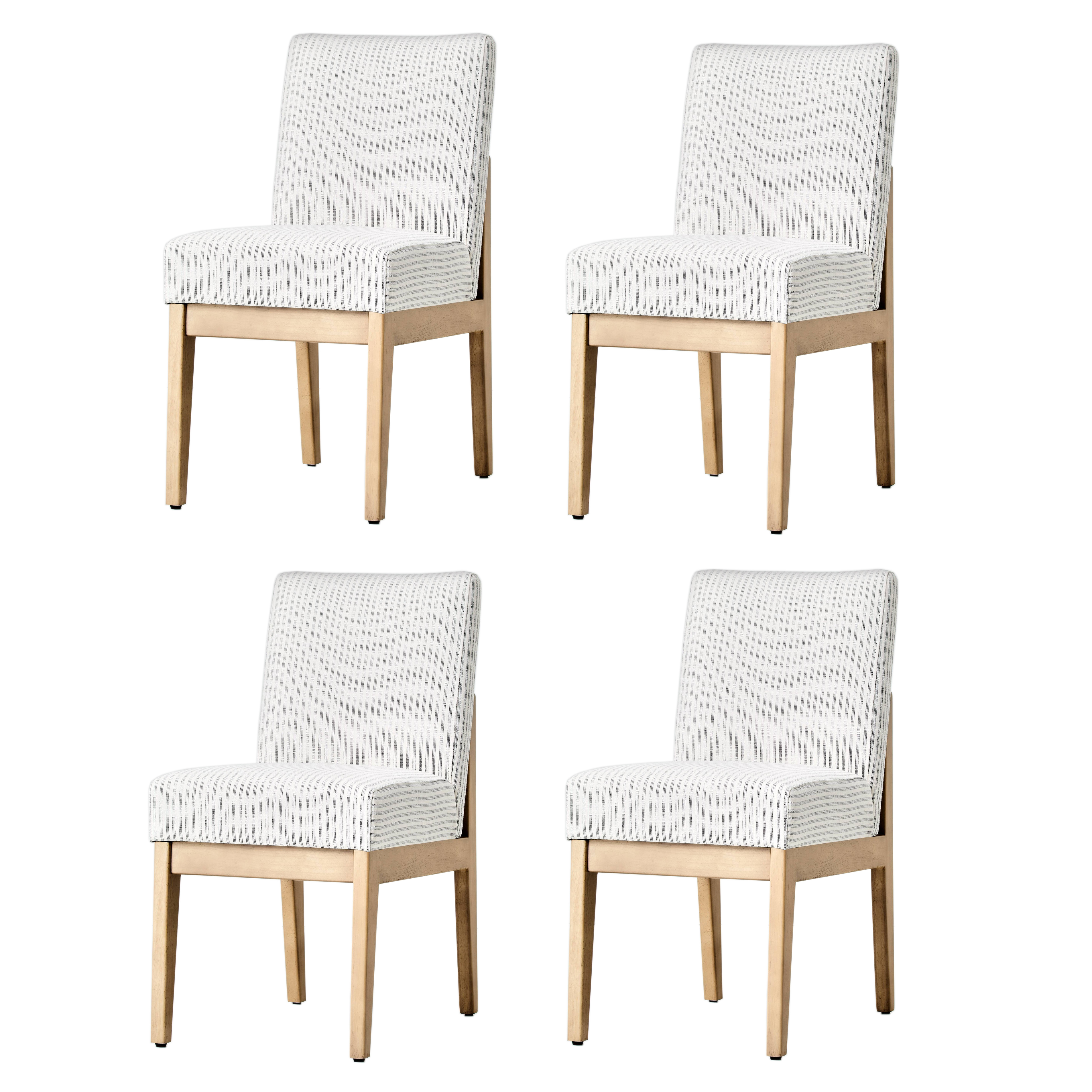 Four Hearth & Hand with Magnolia Upholstered Natural Wood Slipper Dining Chairs