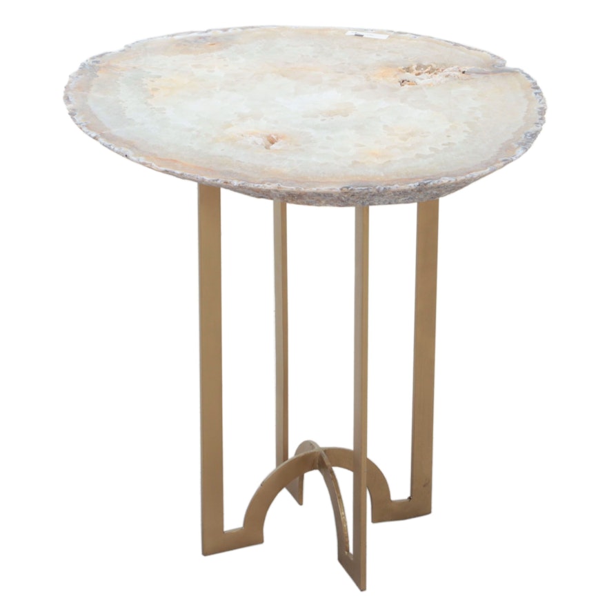 Polished Agate Slice Top Side Table