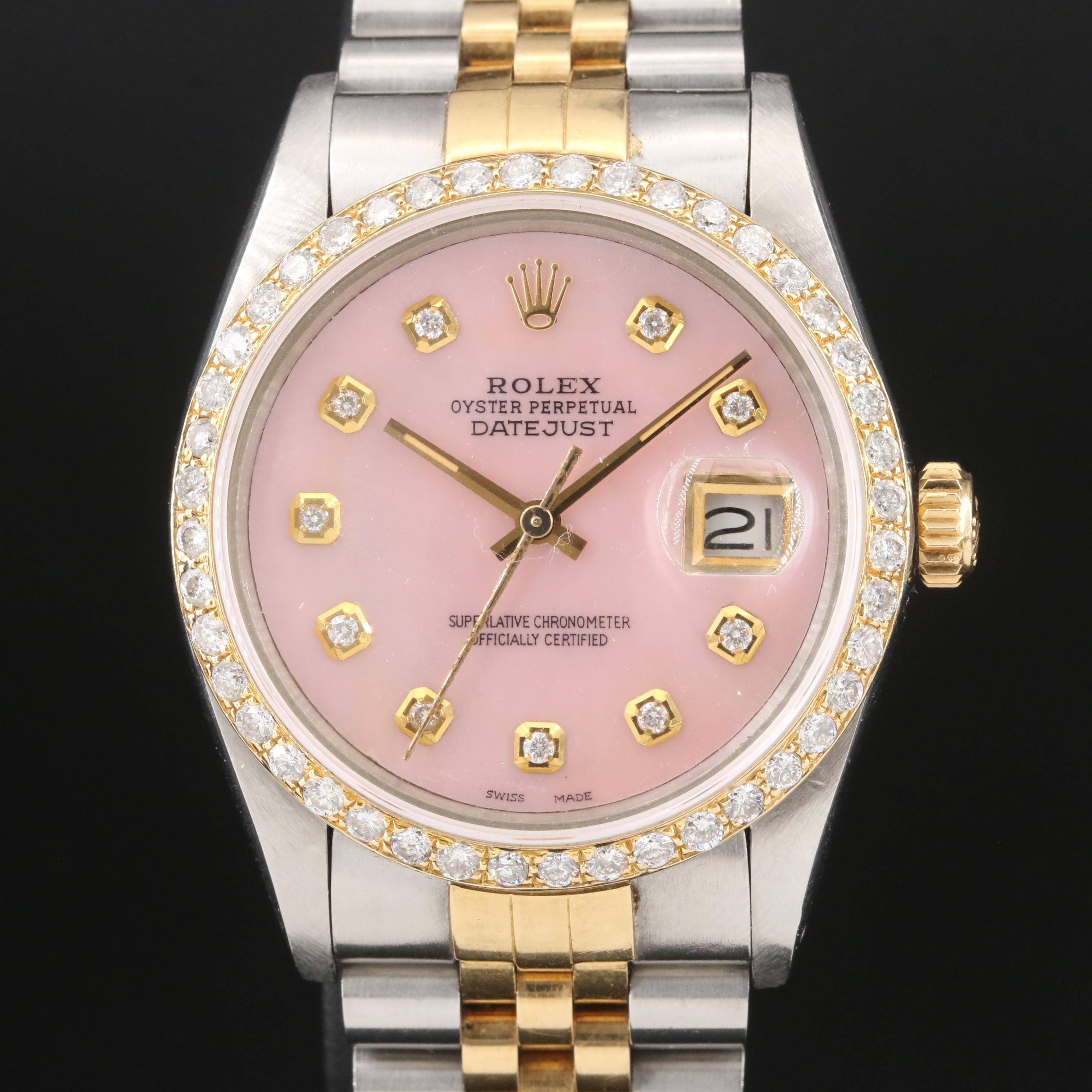 1984 Rolex 1.47 CTW Diamond Dial and Bezel Datejust Watch