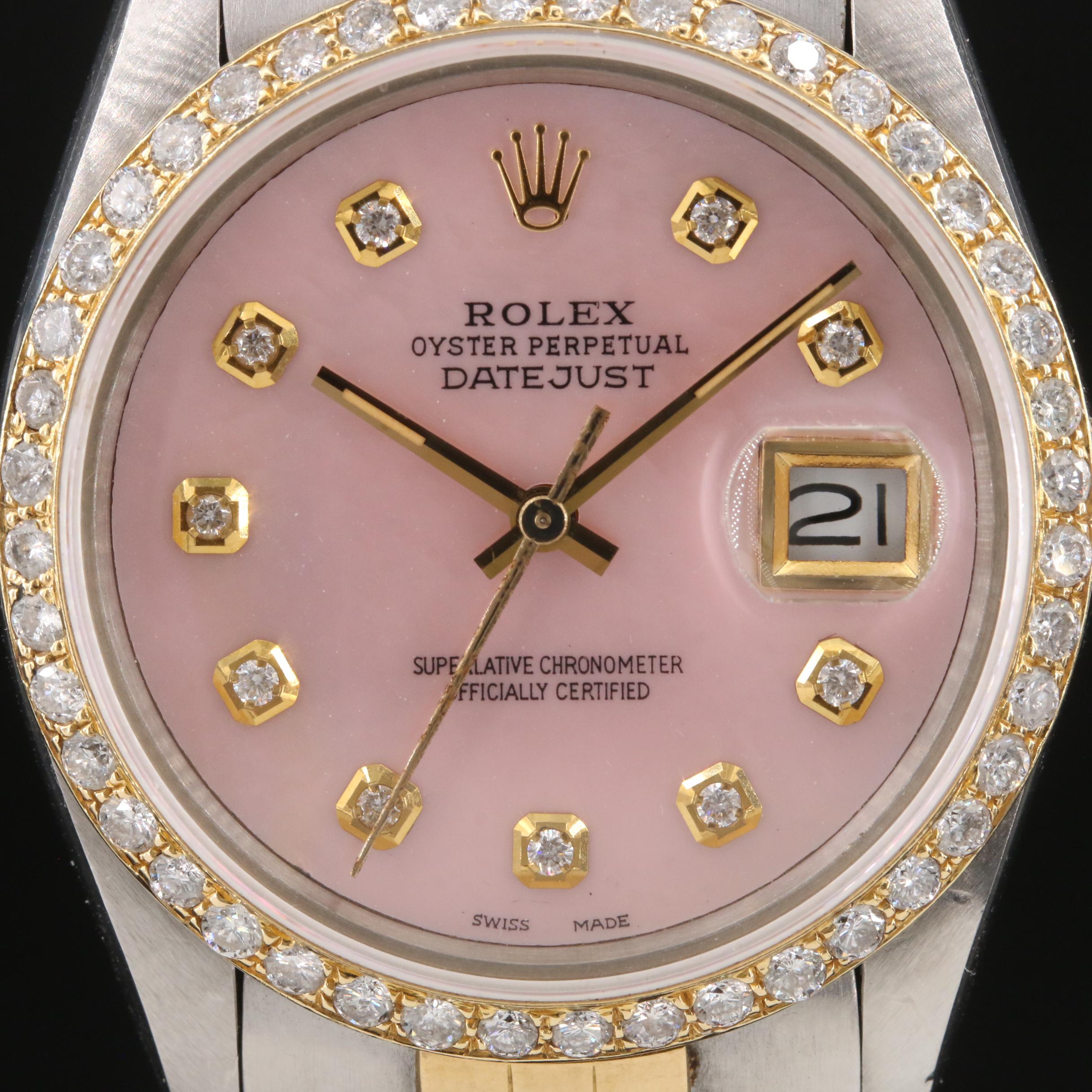 1984 Rolex 1.47 CTW Diamond Dial and Bezel Datejust Watch