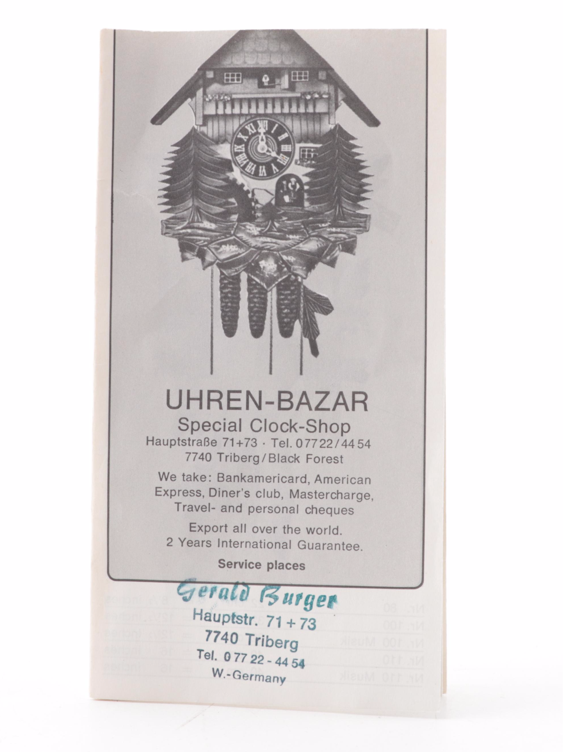 Uhren-Bazar Cuckoo Clock with Miniature Cuckoo Clock, Mid-20th Century