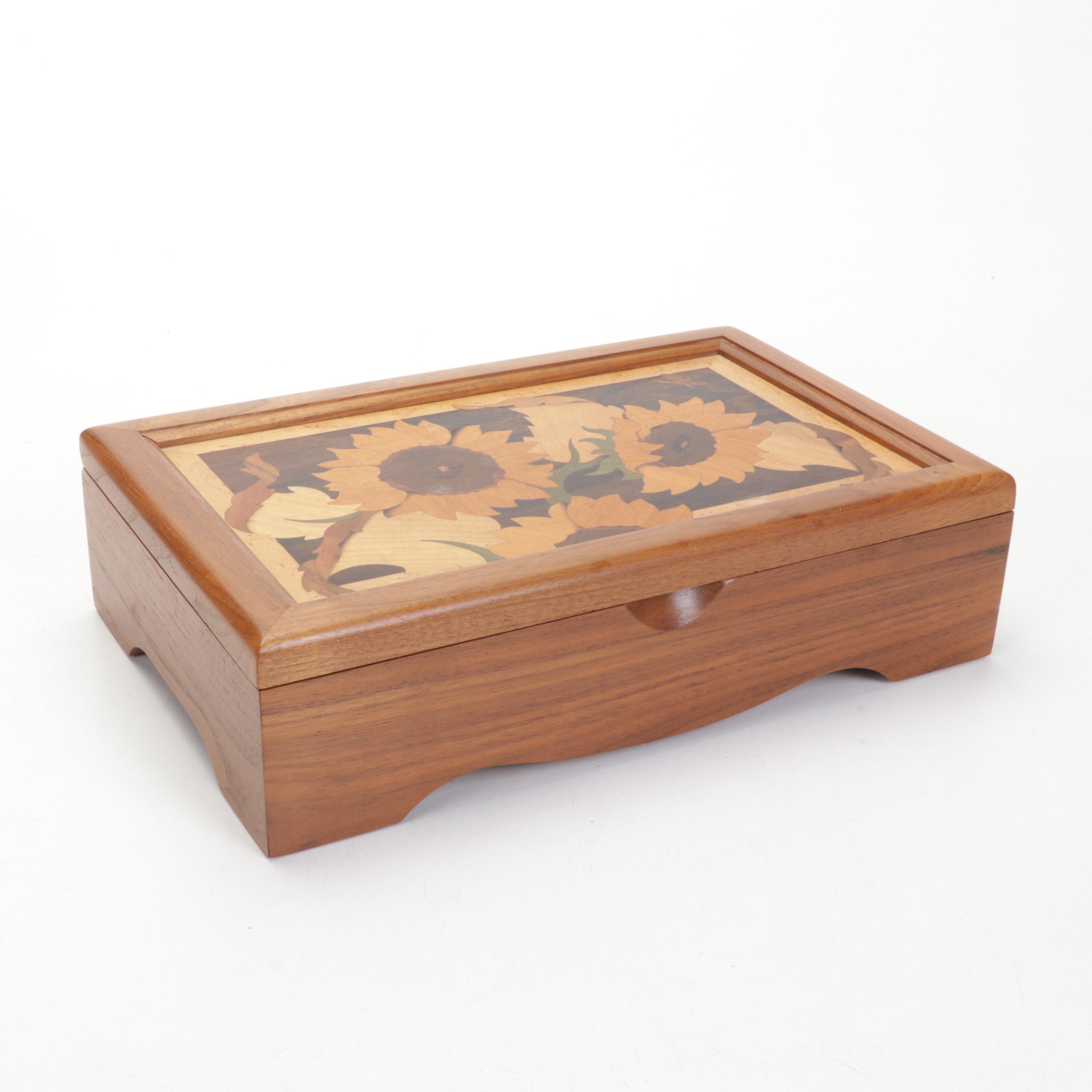 Hudson River Inlaid Decorative Storage Box With Pair of Shaker Style Boxes