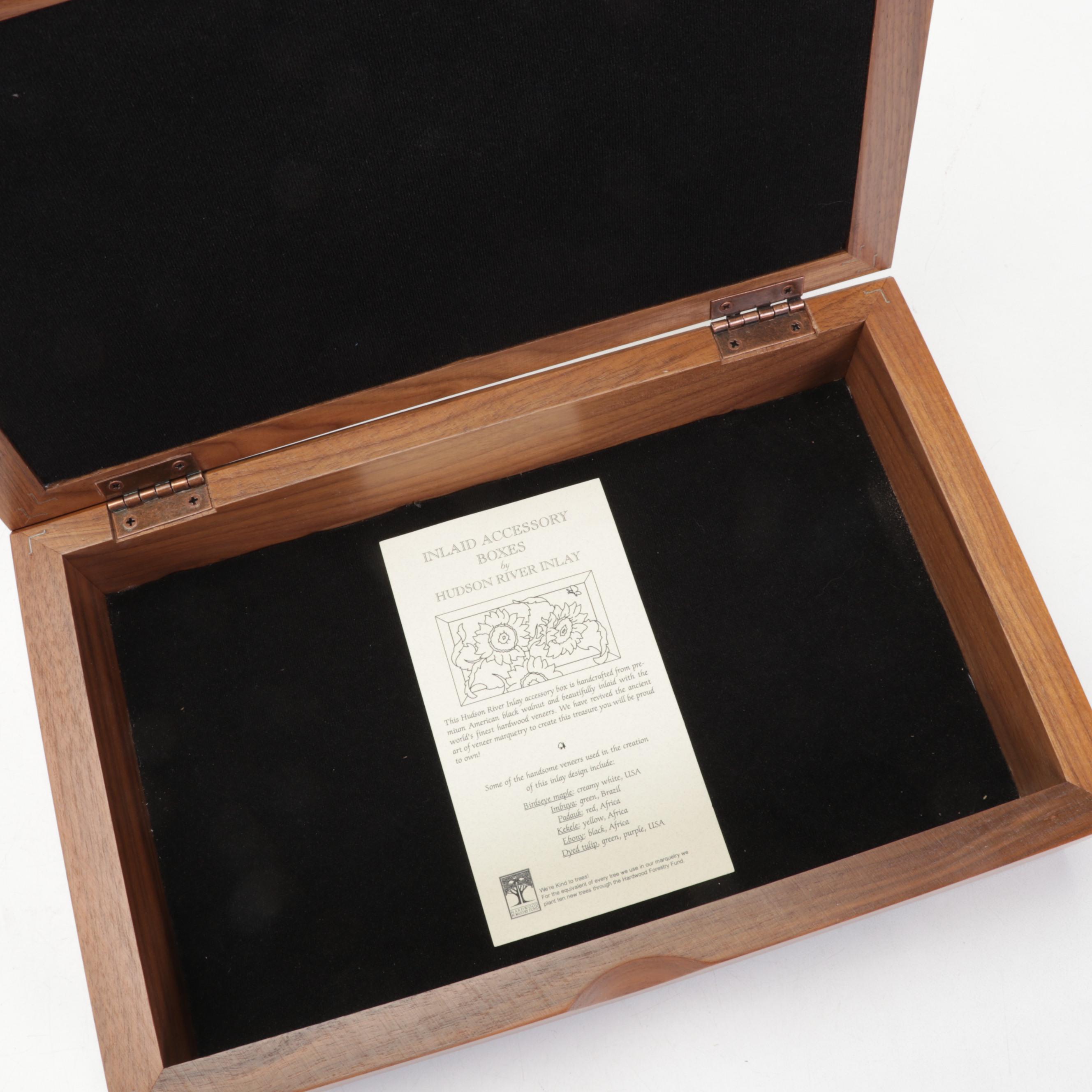 Hudson River Inlaid Decorative Storage Box With Pair of Shaker Style Boxes