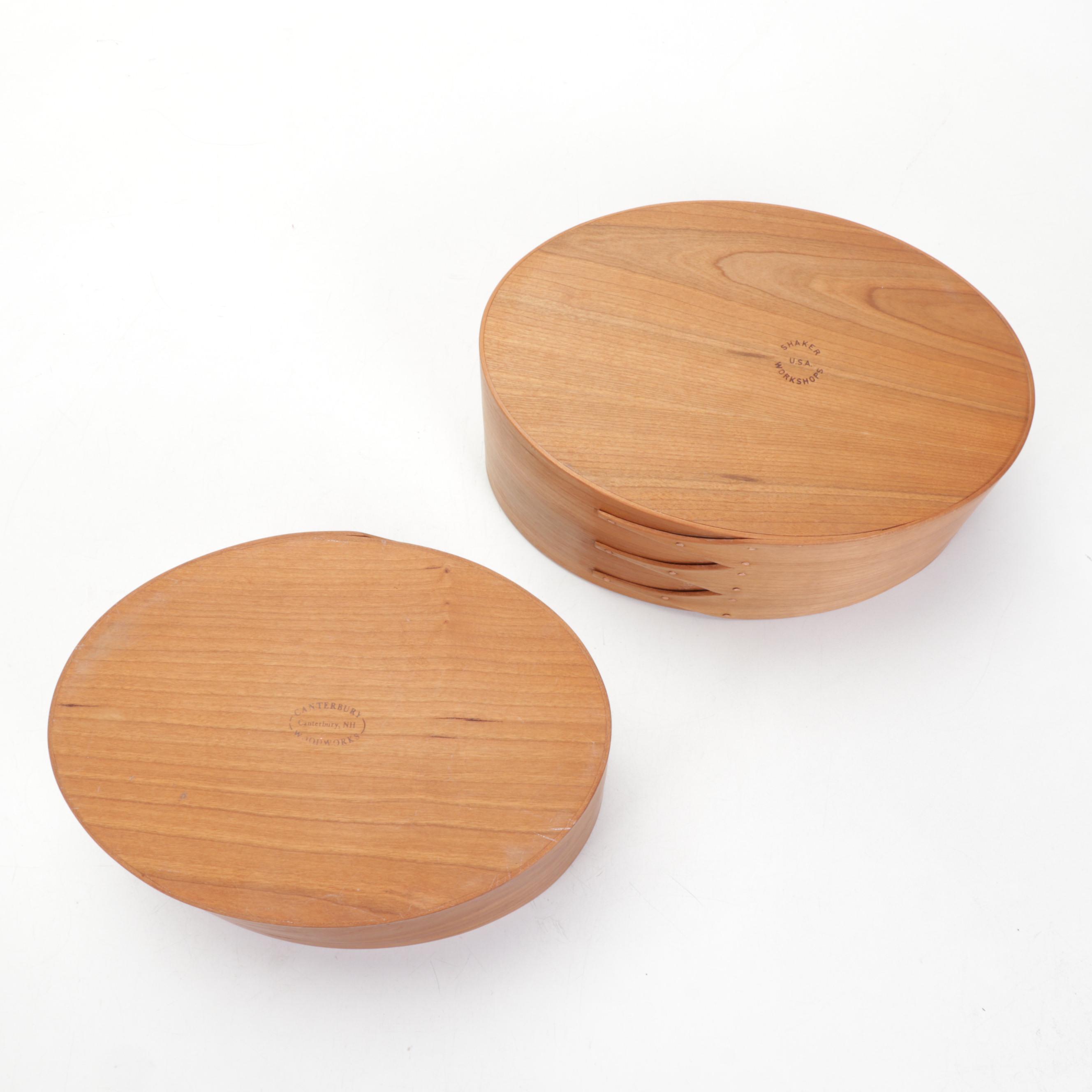 Hudson River Inlaid Decorative Storage Box With Pair of Shaker Style Boxes