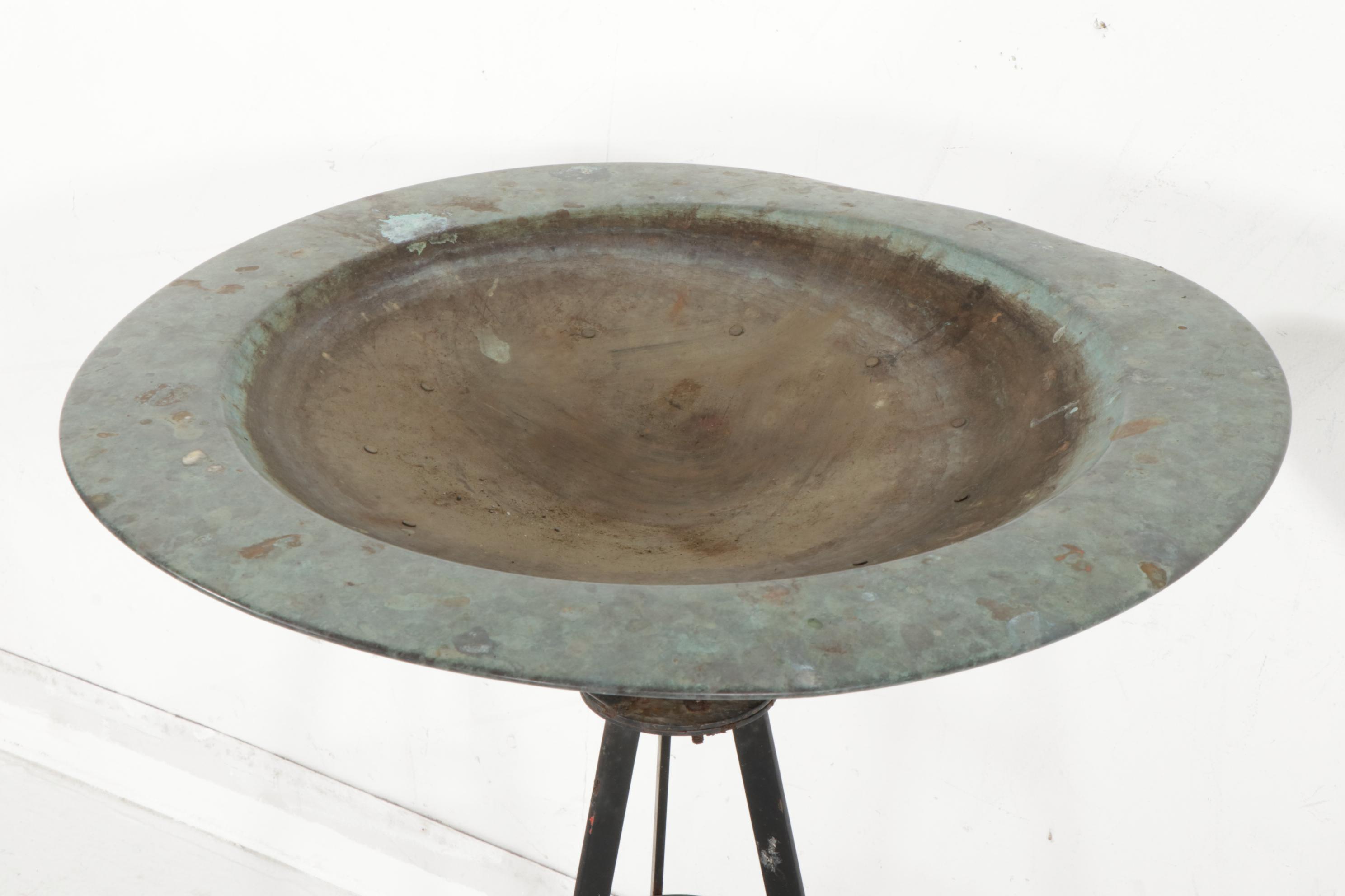 Smith & Hawken Copper and Iron Bird Bath with Iron Garden Shepherd's Hook