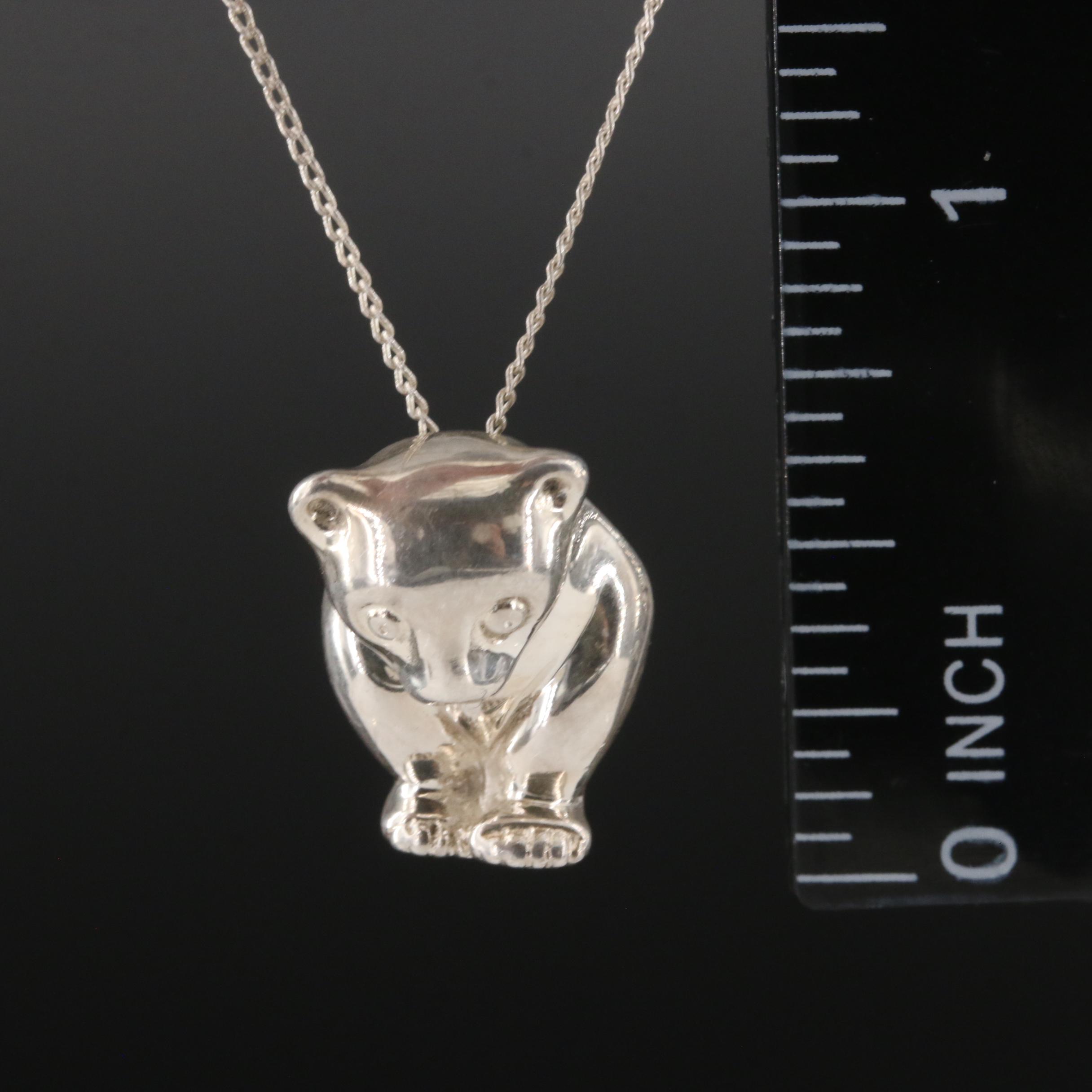 Tiffany & Co. Sterling Sun Bear Pendant Necklace