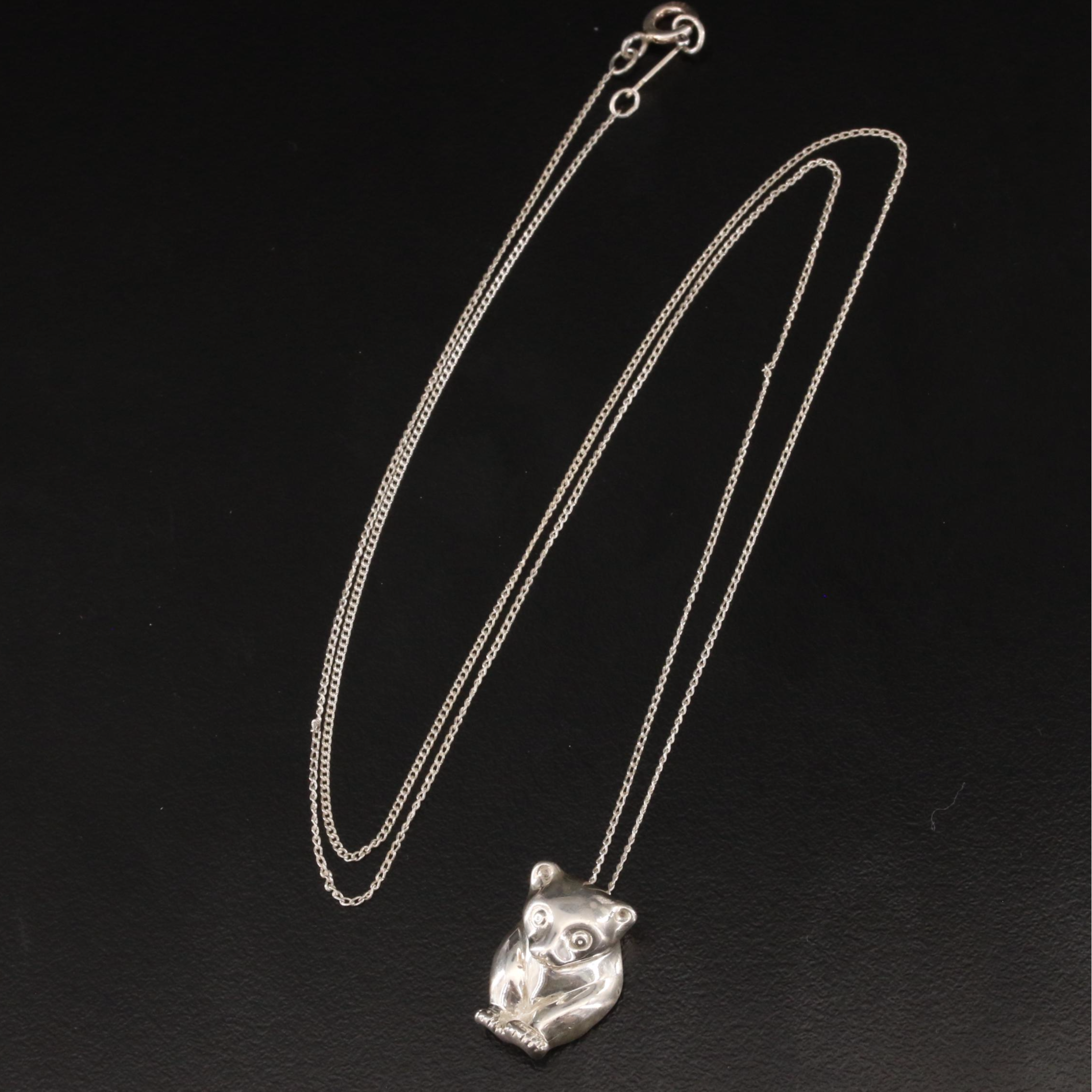 Tiffany & Co. Sterling Sun Bear Pendant Necklace