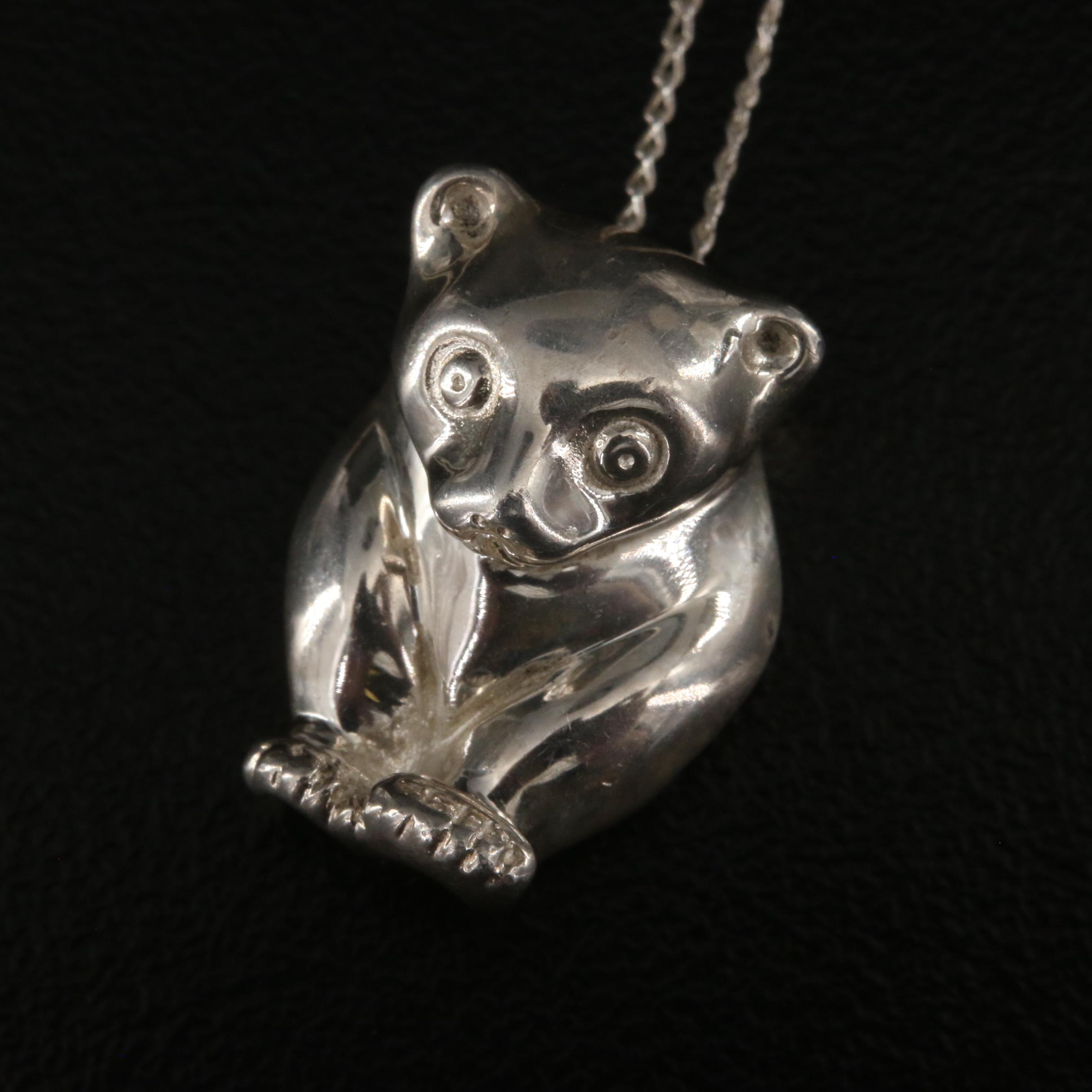 Tiffany & Co. Sterling Sun Bear Pendant Necklace