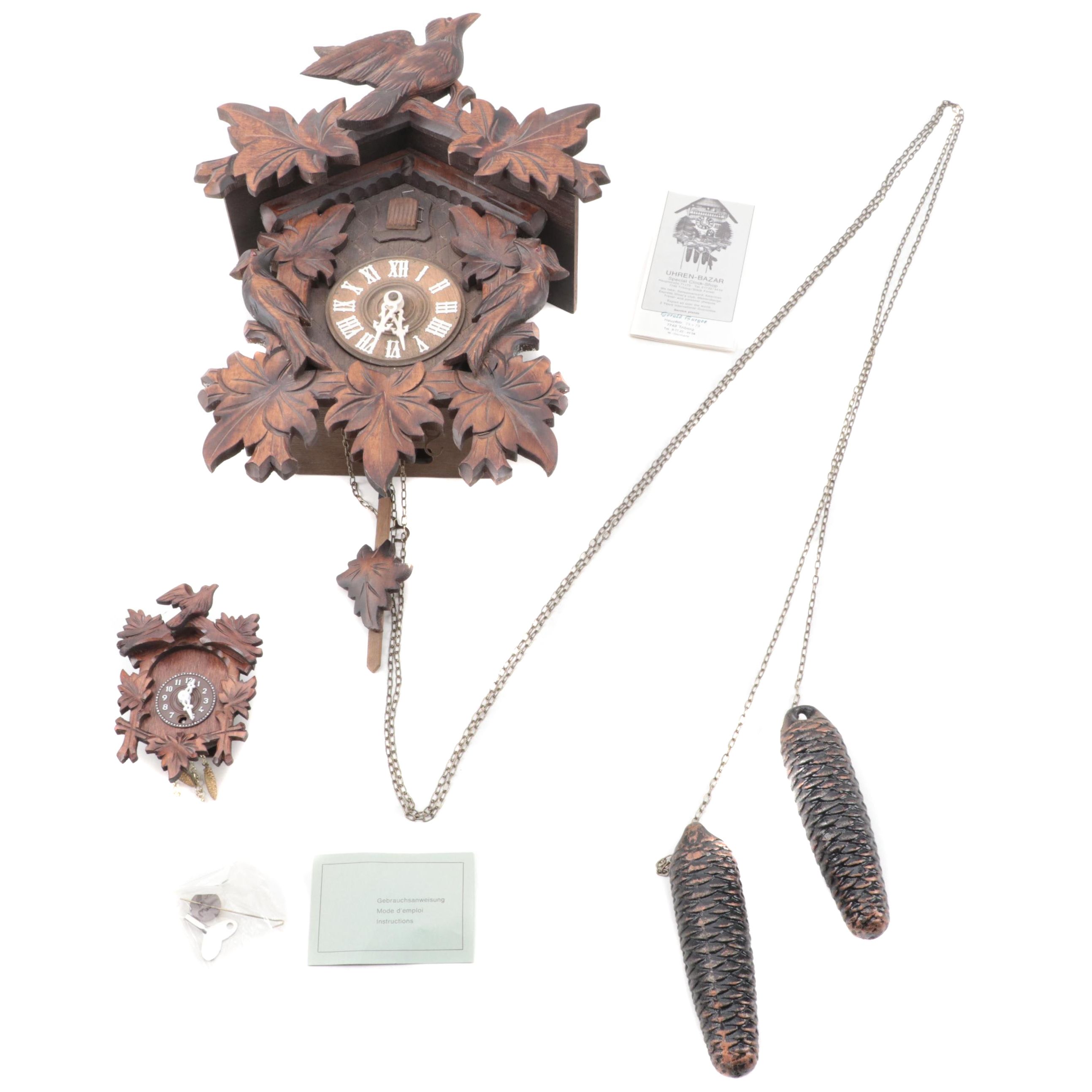 Uhren-Bazar Cuckoo Clock with Miniature Cuckoo Clock, Mid-20th Century