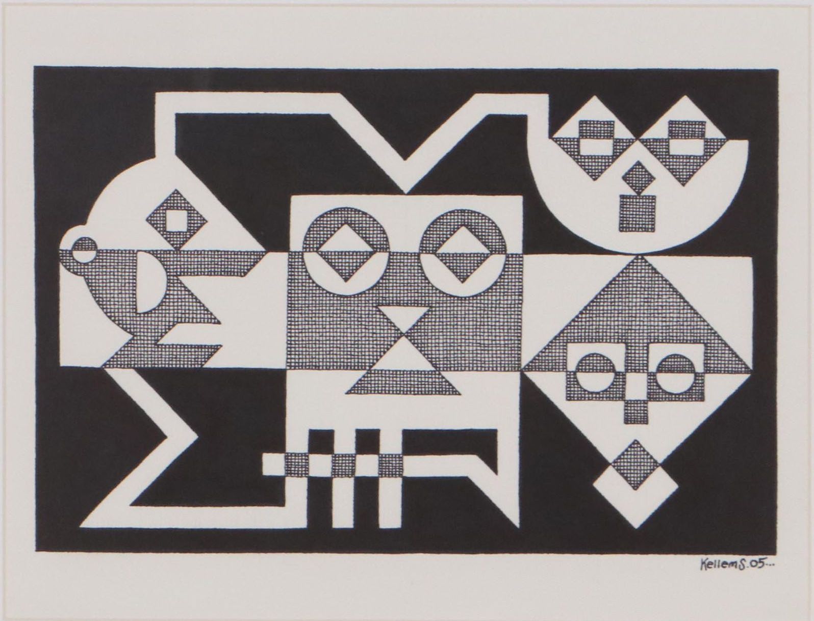 Jerry Kellems Abstract Ink Drawing, 2005