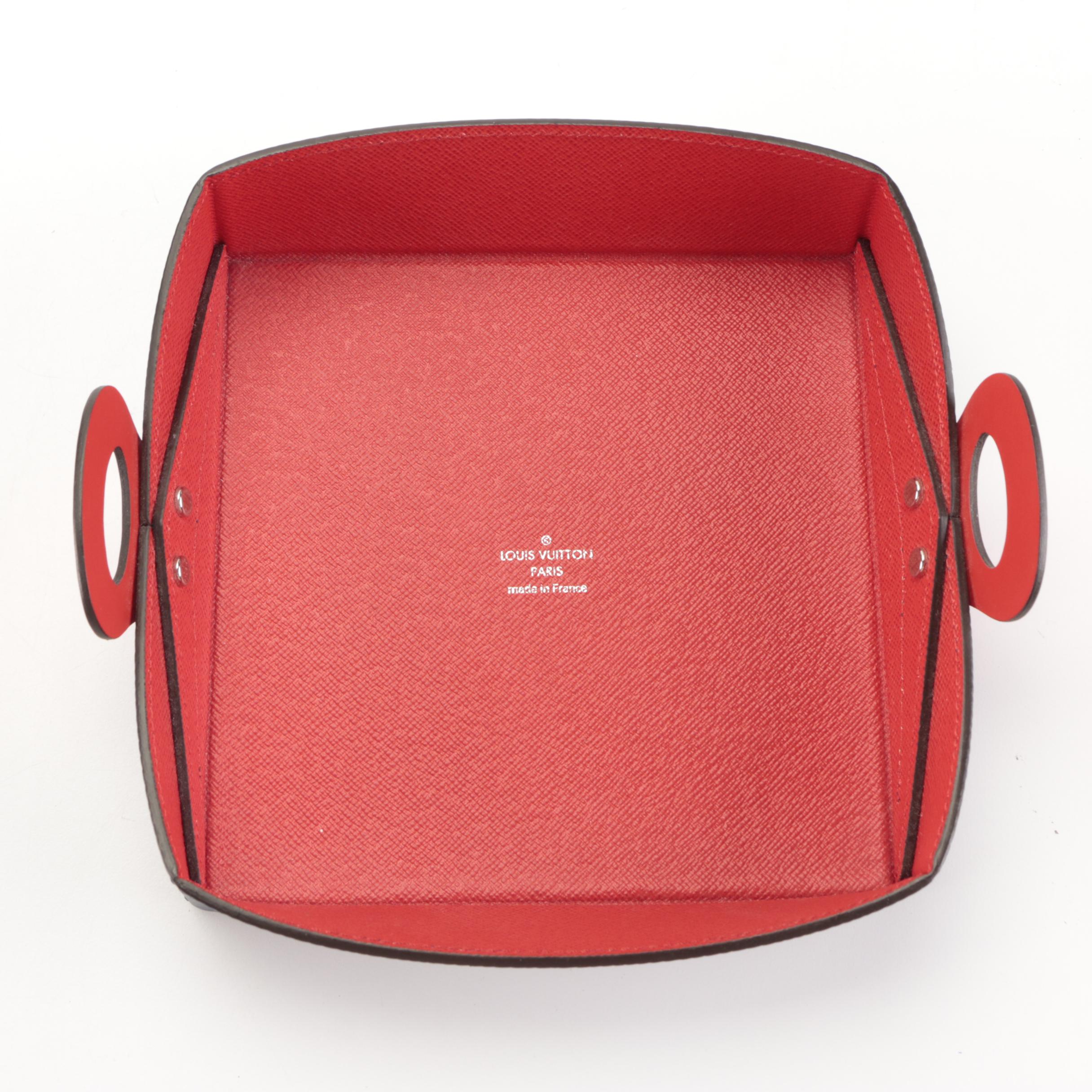 Louis Vuitton Small Valet Tray in Dark Blue Epi and Red Taïga Leather