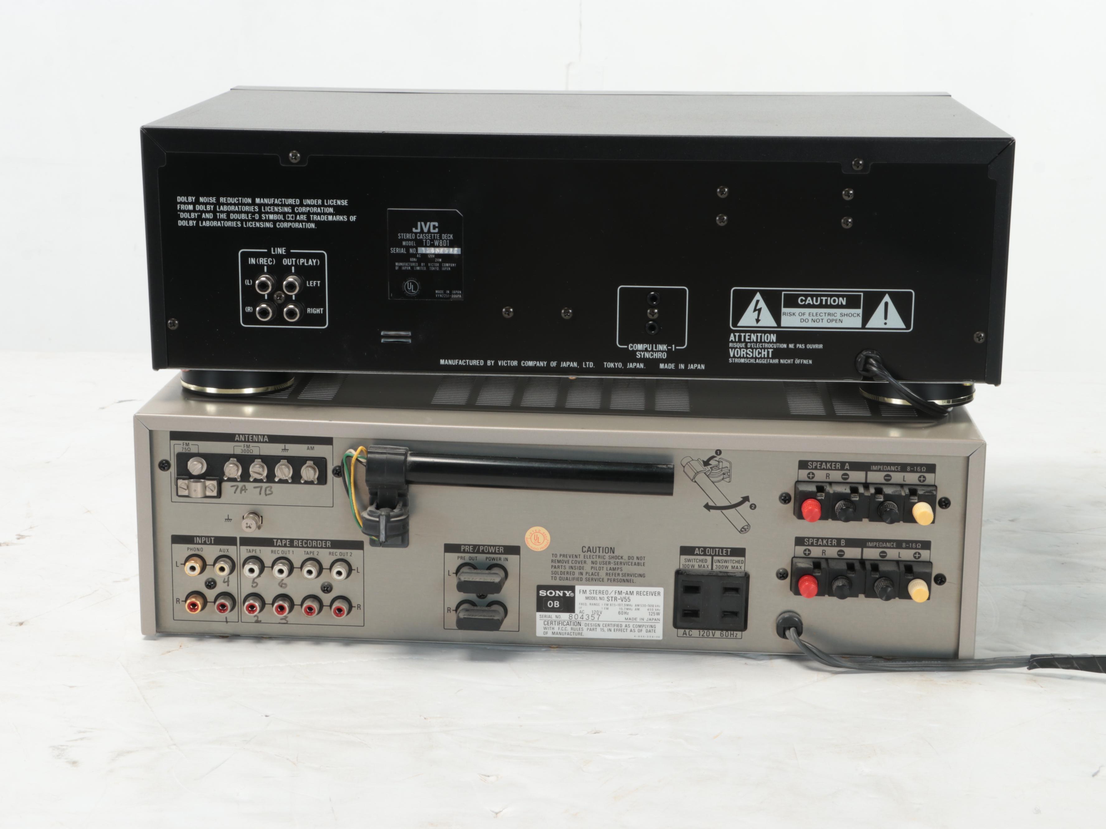 Sony AM/FM Stereo Receiver with JVC Cassette Deck, Bose Speakers and More