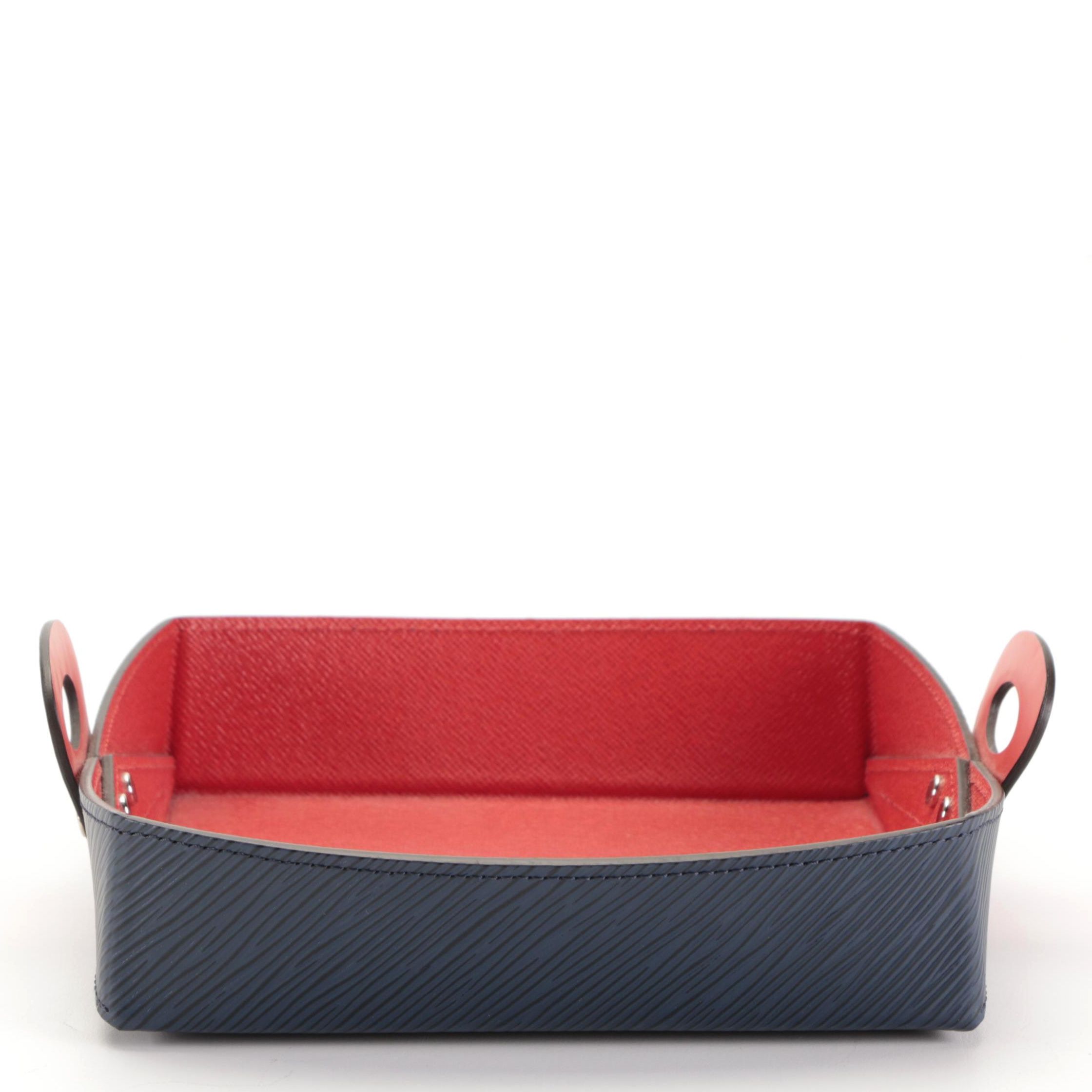 Louis Vuitton Small Valet Tray in Dark Blue Epi and Red Taïga Leather