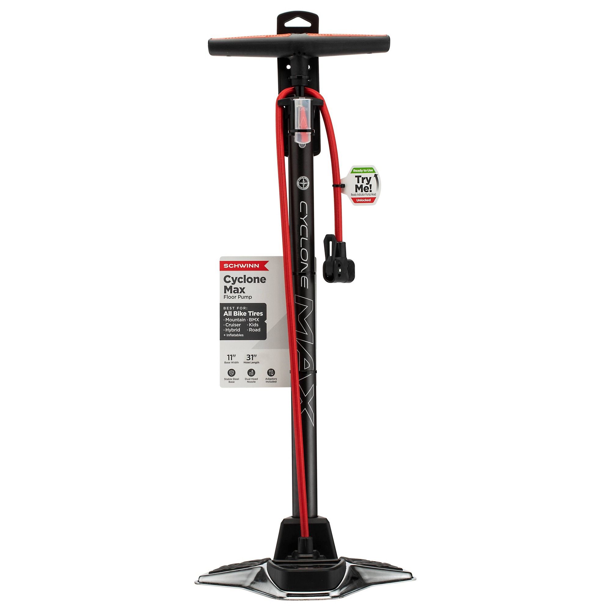 Schwinn Cyclone Max Floor Bicycle Pump in Gray