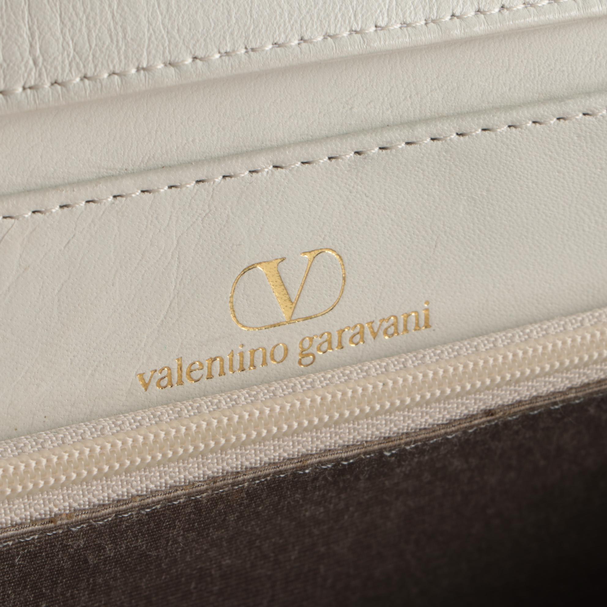 Valentino Garavani White Chevron Matelasse Leather Shoulder Bag