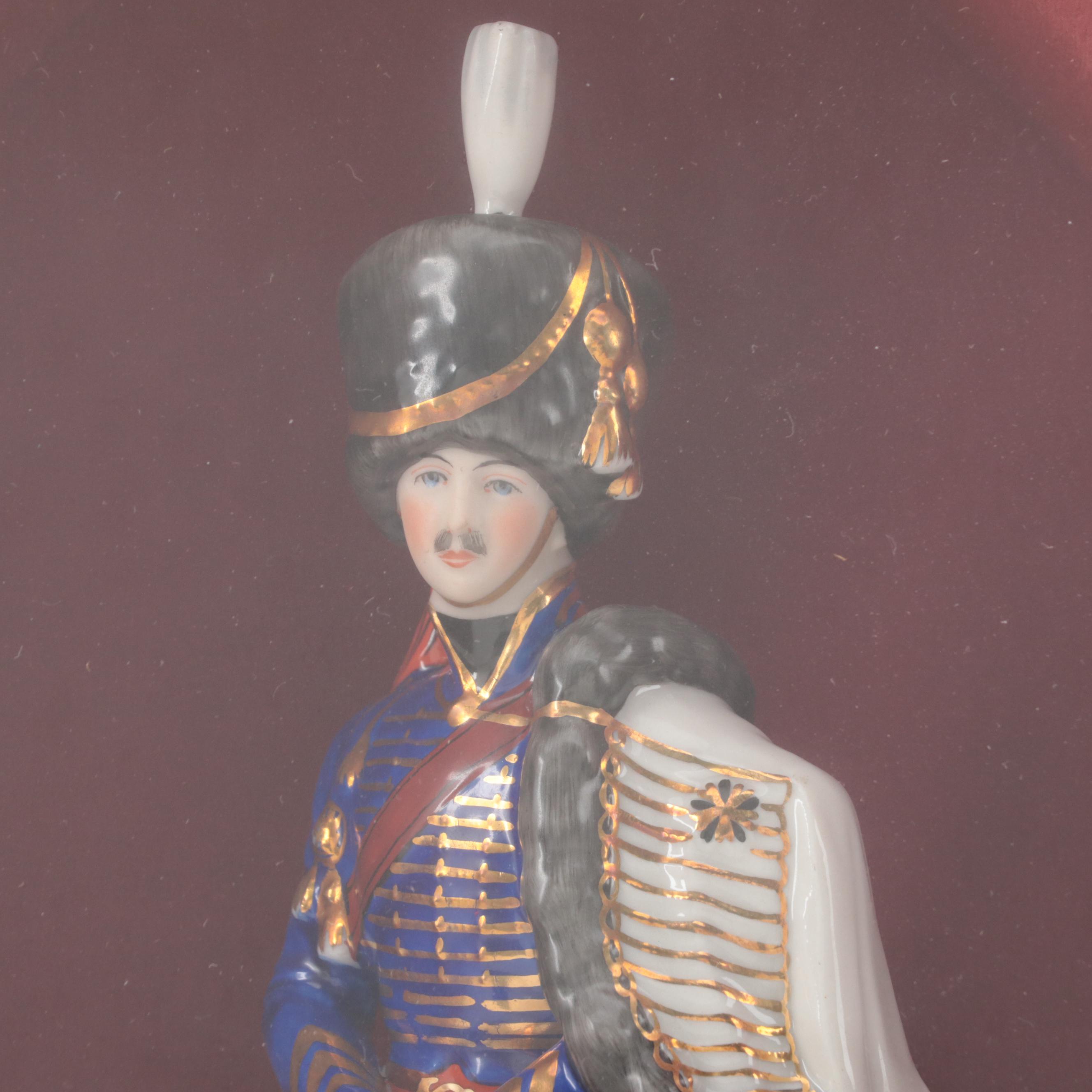 F. Wessel Porcelain Military Figurines in Wall Hanging Shadow Boxes