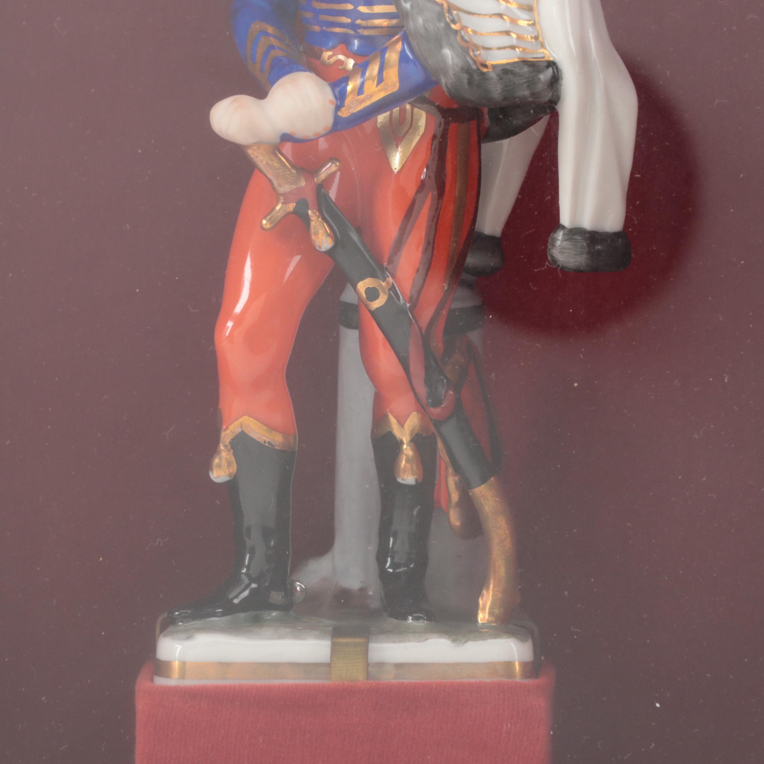 F. Wessel Porcelain Military Figurines in Wall Hanging Shadow Boxes