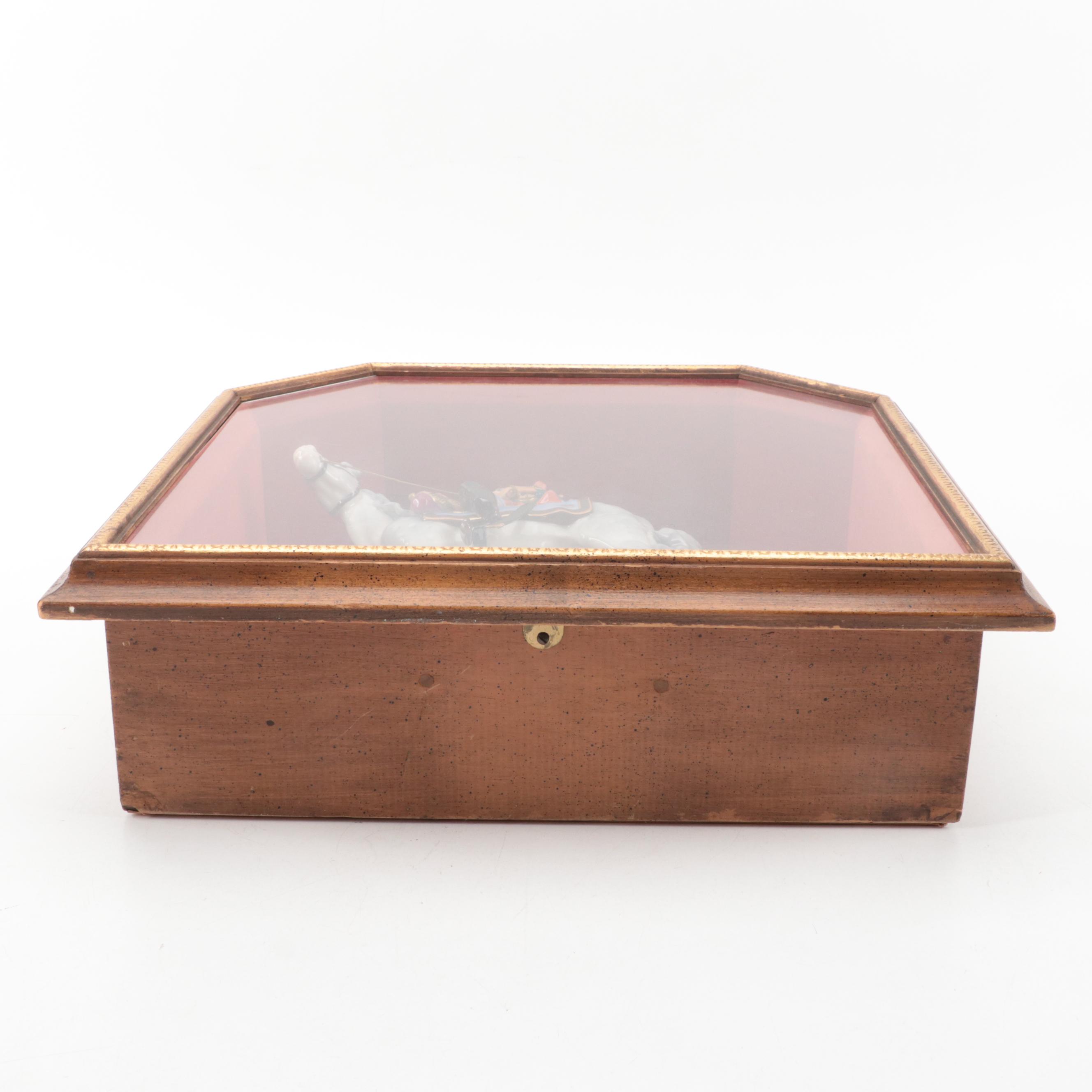 F. Wessel Porcelain Military Figurines in Wall Hanging Shadow Boxes