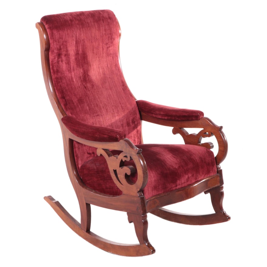 American Classical Mahogany Rocking Chair, Mid-19th Century