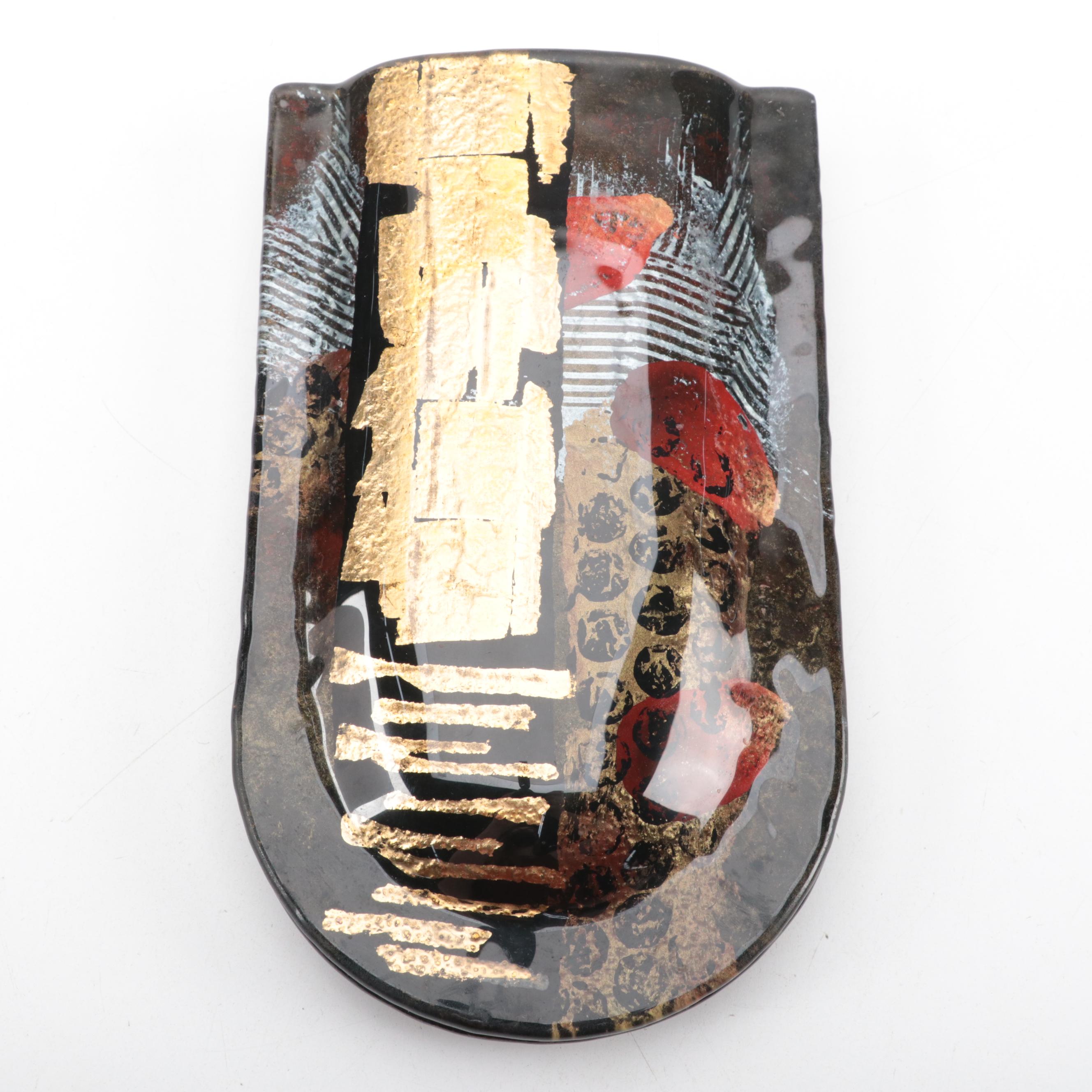 Fused Glass Gilt Accented  Glass Pocket Vase