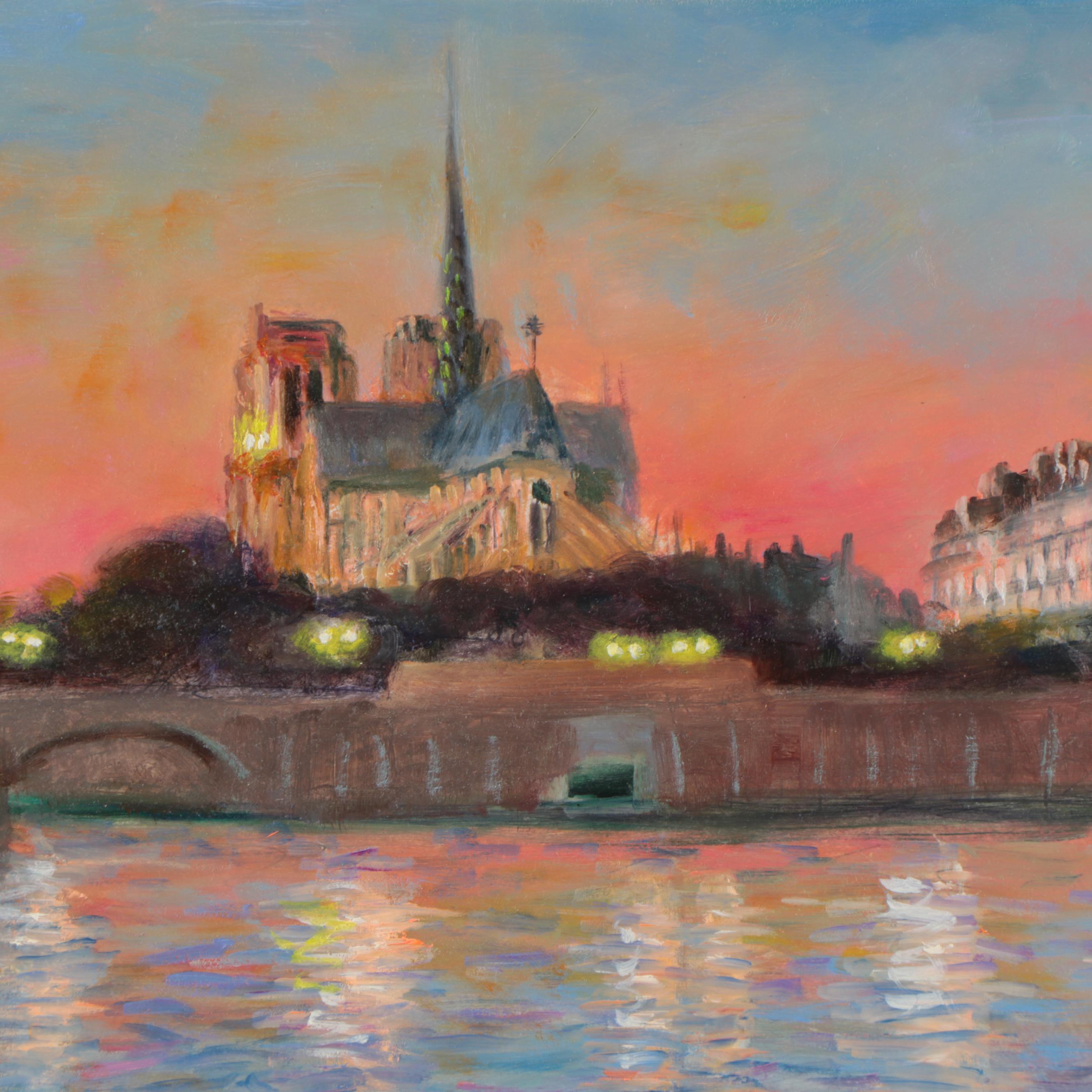 Nino Pippa Oil Painting "Paris - Notre Dame in Twilight"