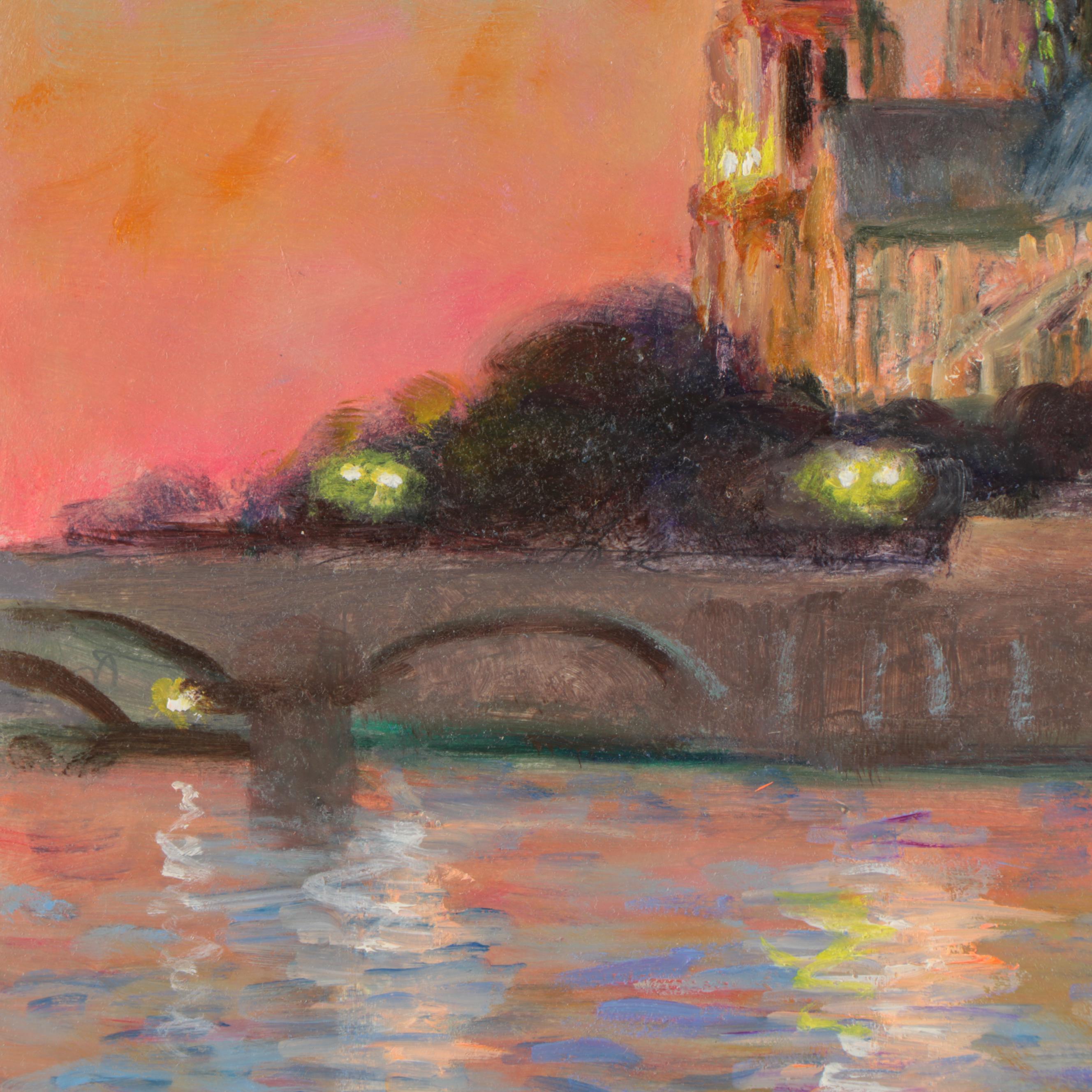 Nino Pippa Oil Painting "Paris - Notre Dame in Twilight"