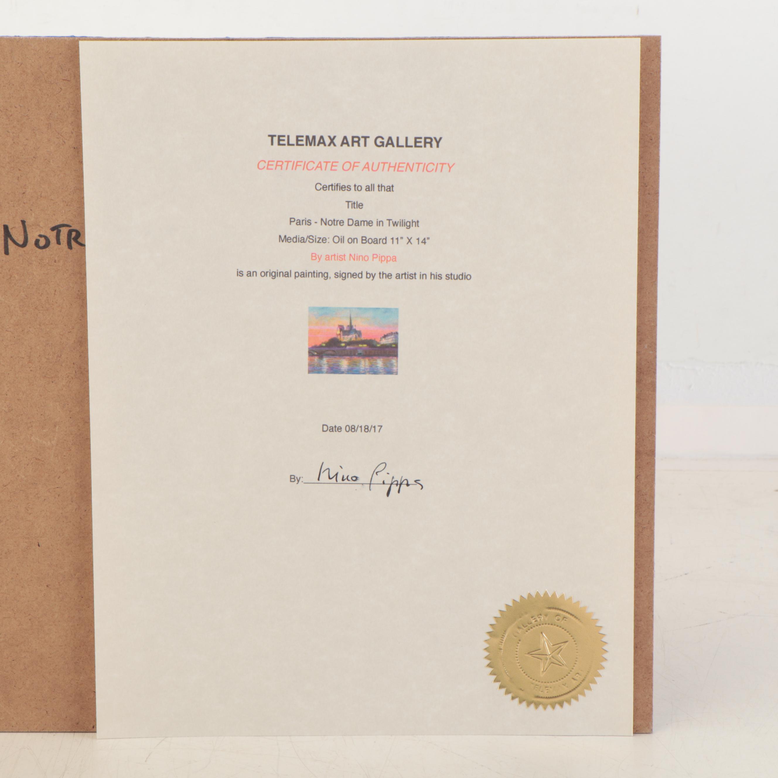 Nino Pippa Oil Painting "Paris - Notre Dame in Twilight"