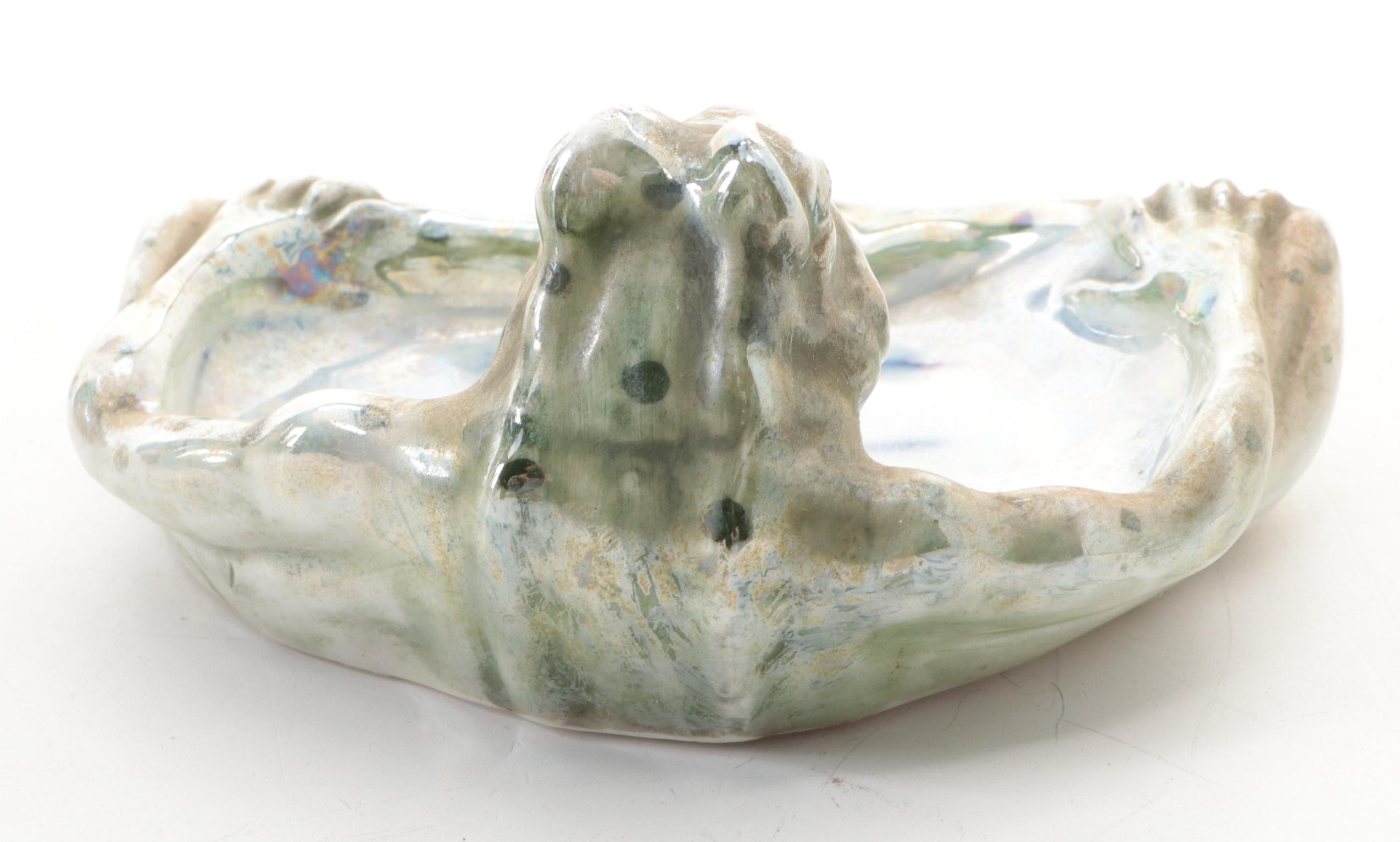 Ungemach Pottery Swan Planter and Ceramic Frog Dish
