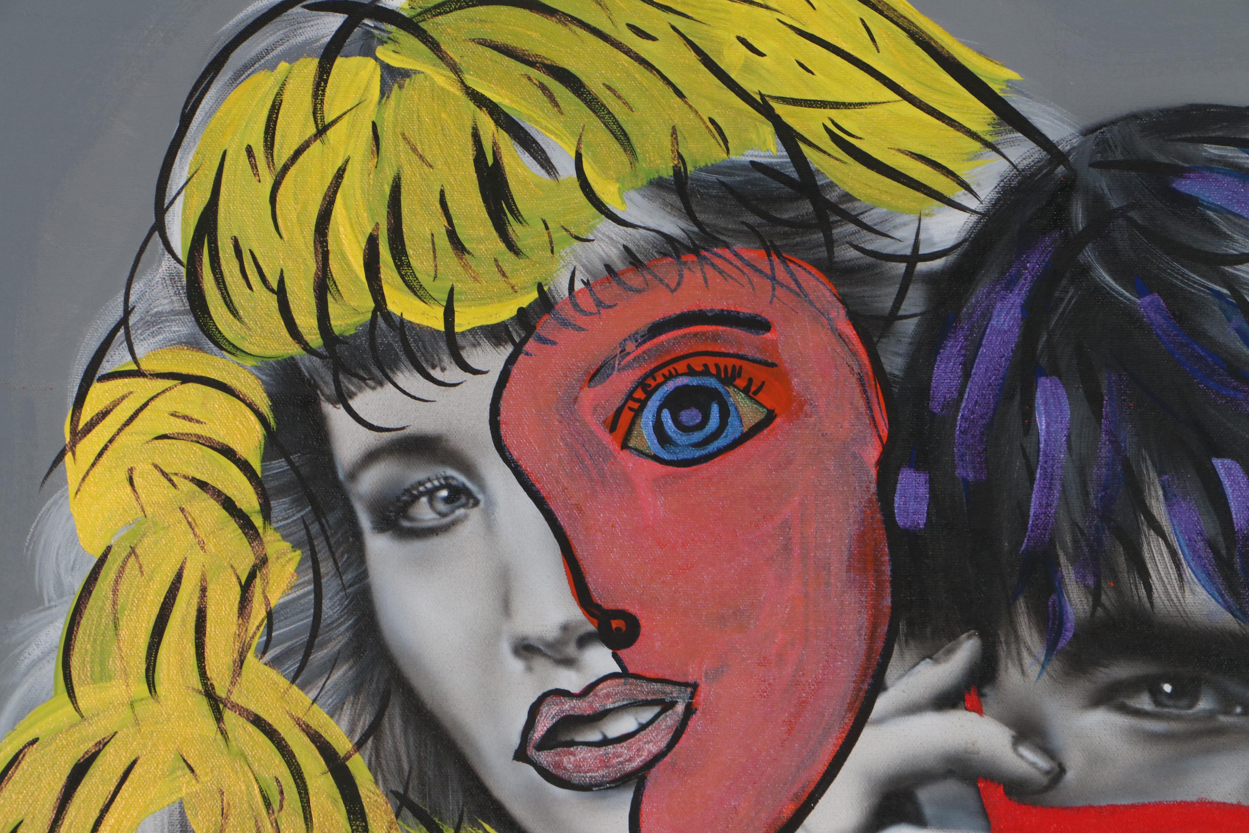 Peter Keil Abstract Acrylic Painting of Tom Cruise and Rebecca De Mornay