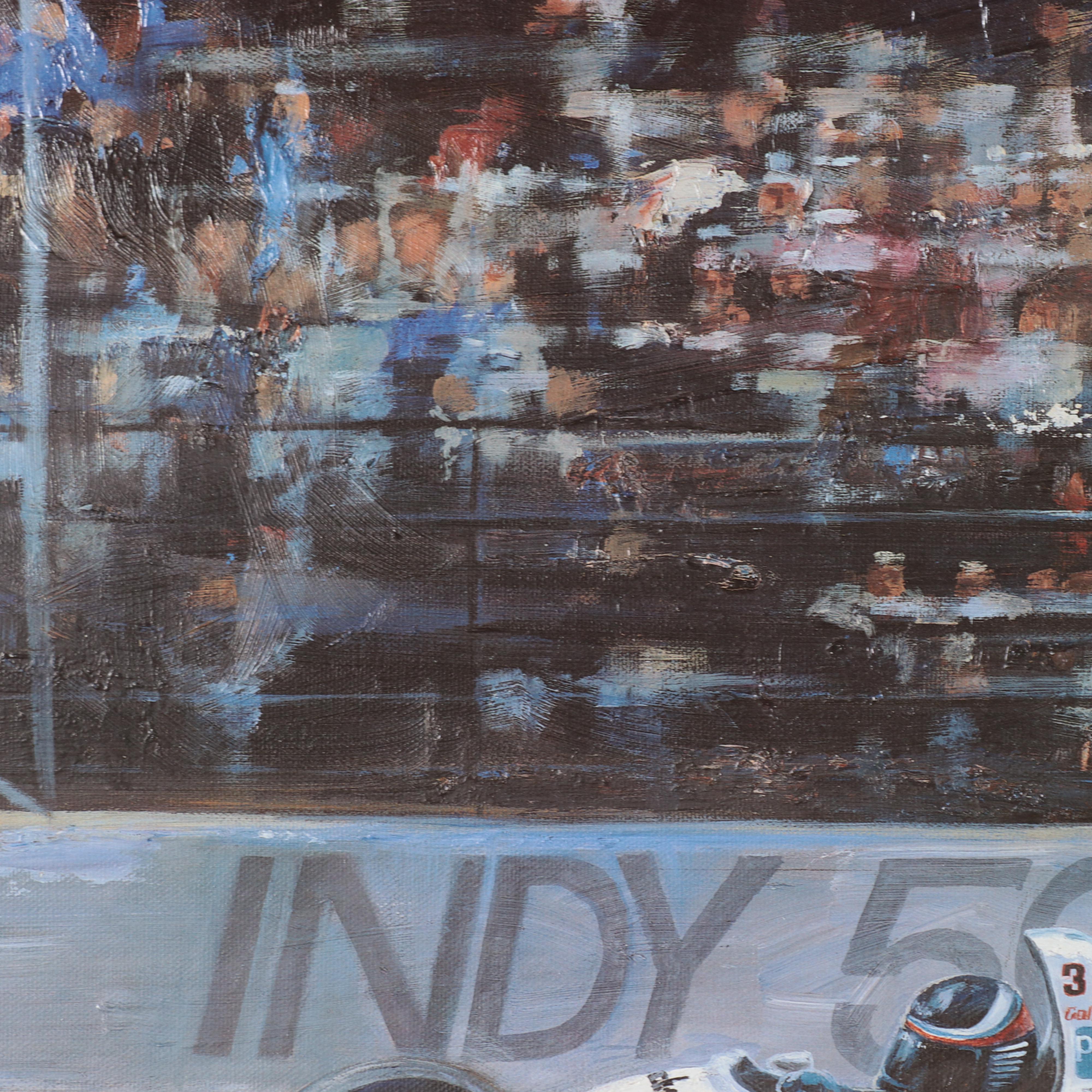 Embellished Offset Lithograph of Al Unser Jr and Scott Goodyear Indy 500 Race