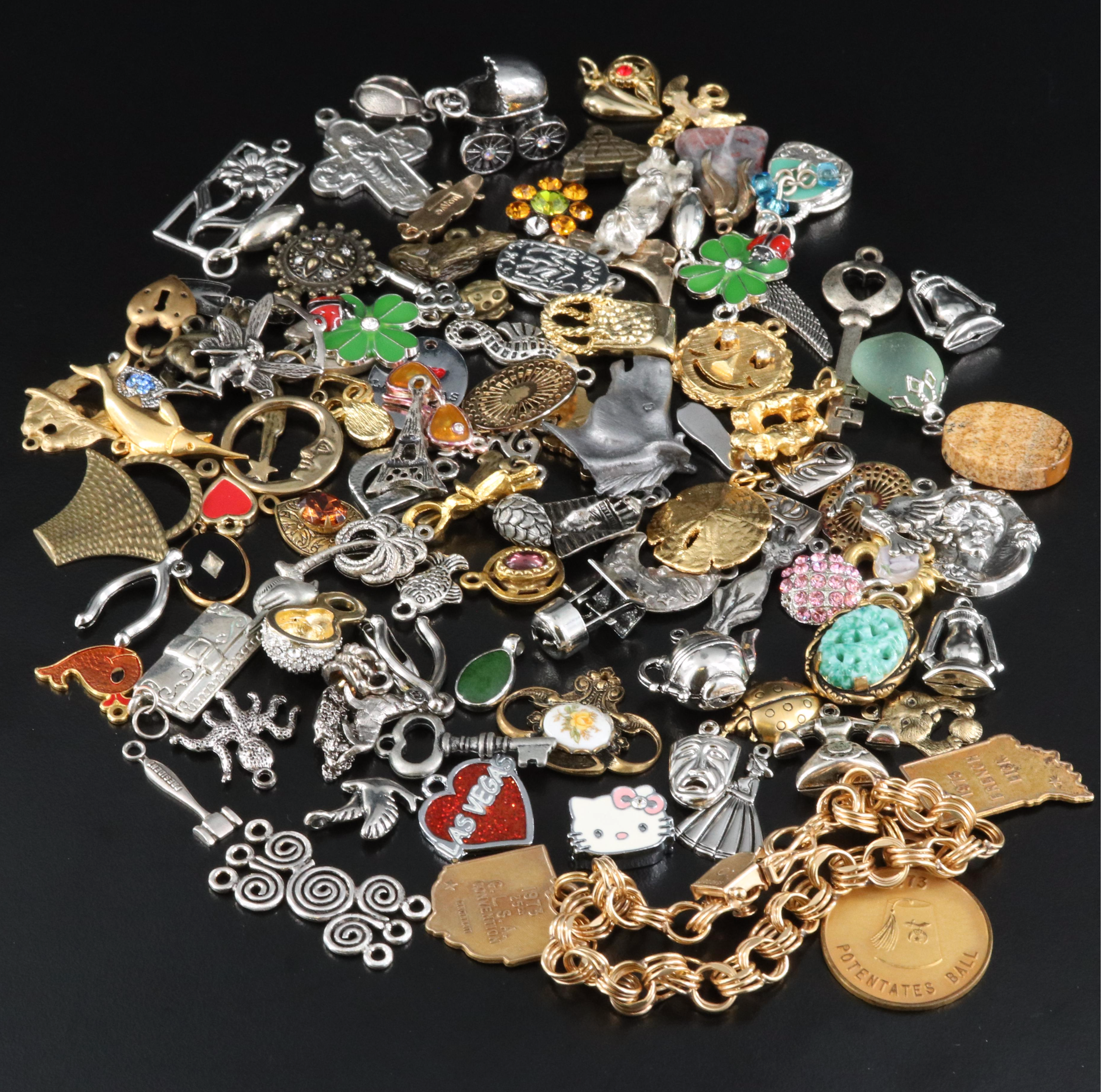 Vintage and Contemporary Charms Featuring Gold Filled Bracelet