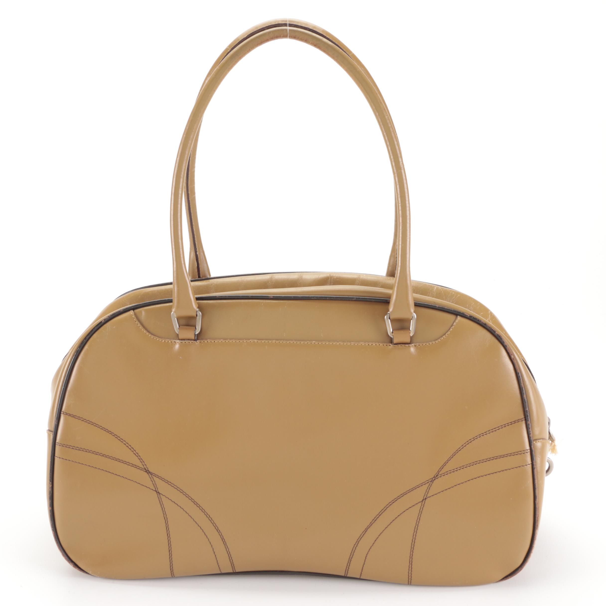 Prada Bowler Bag in Easy Calf Leather with Contrast Stitching