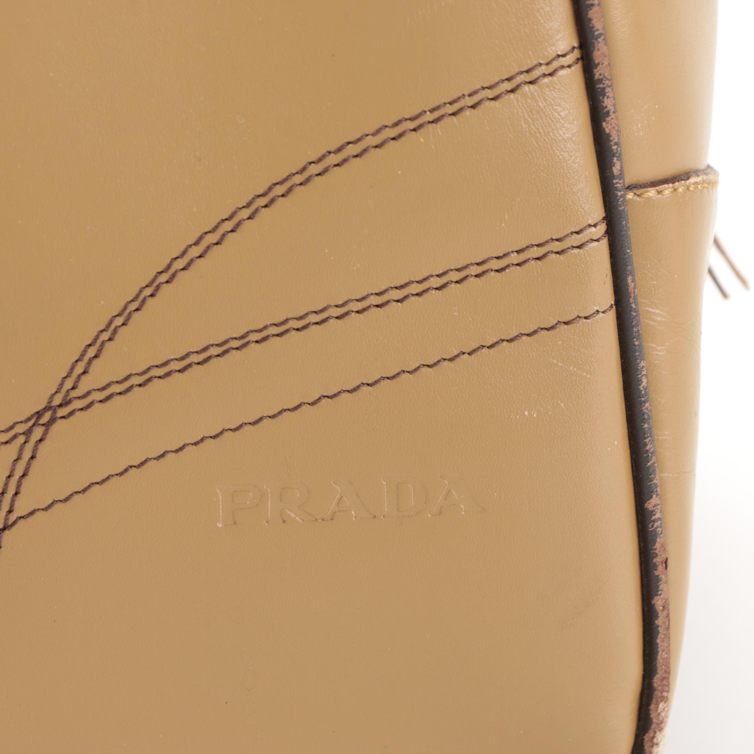 Prada Bowler Bag in Easy Calf Leather with Contrast Stitching